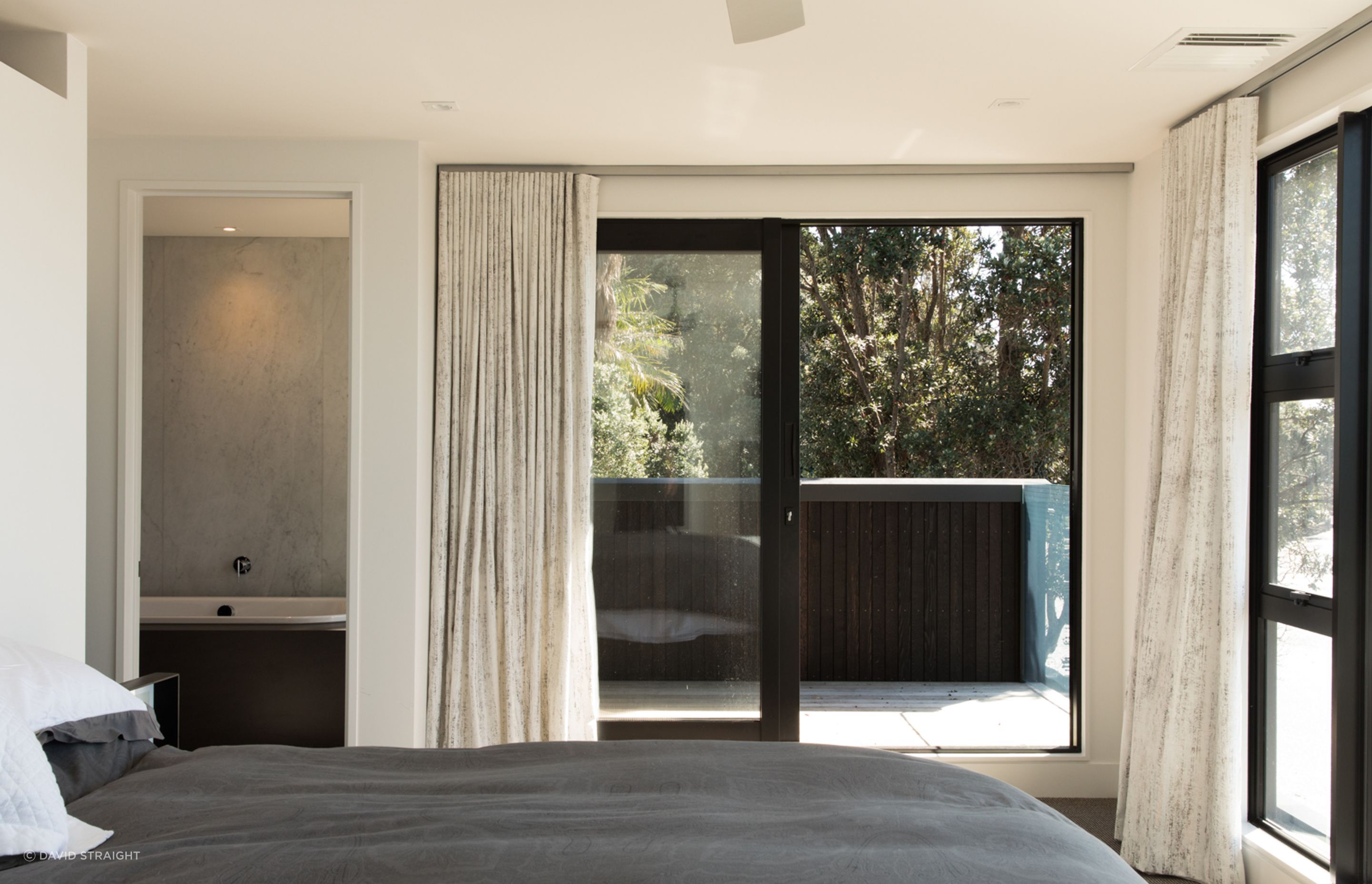 The master bedroom and en suite bathroom.