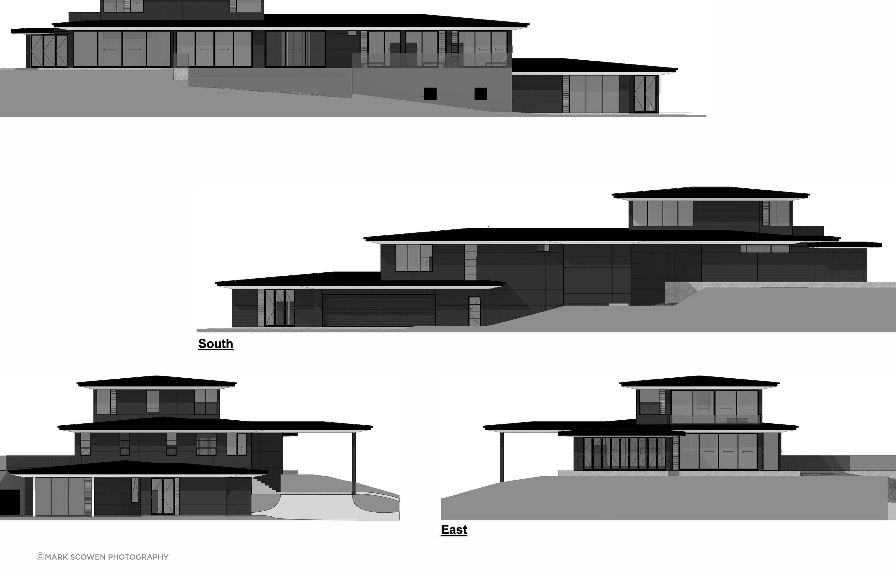Three Kings House elevations by Arcline Architecture. 