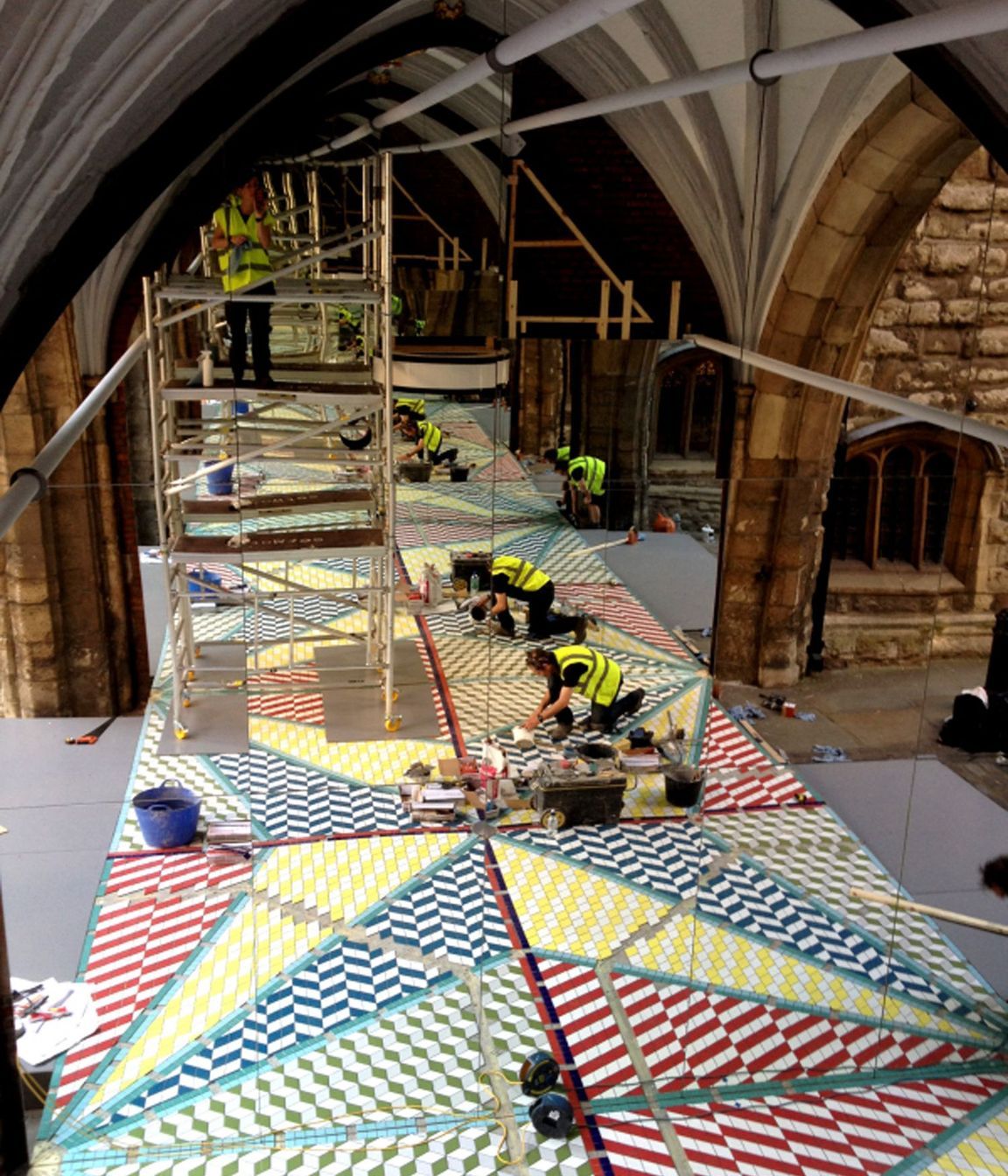 Final site install ongoing at the medieval St. John's Gate