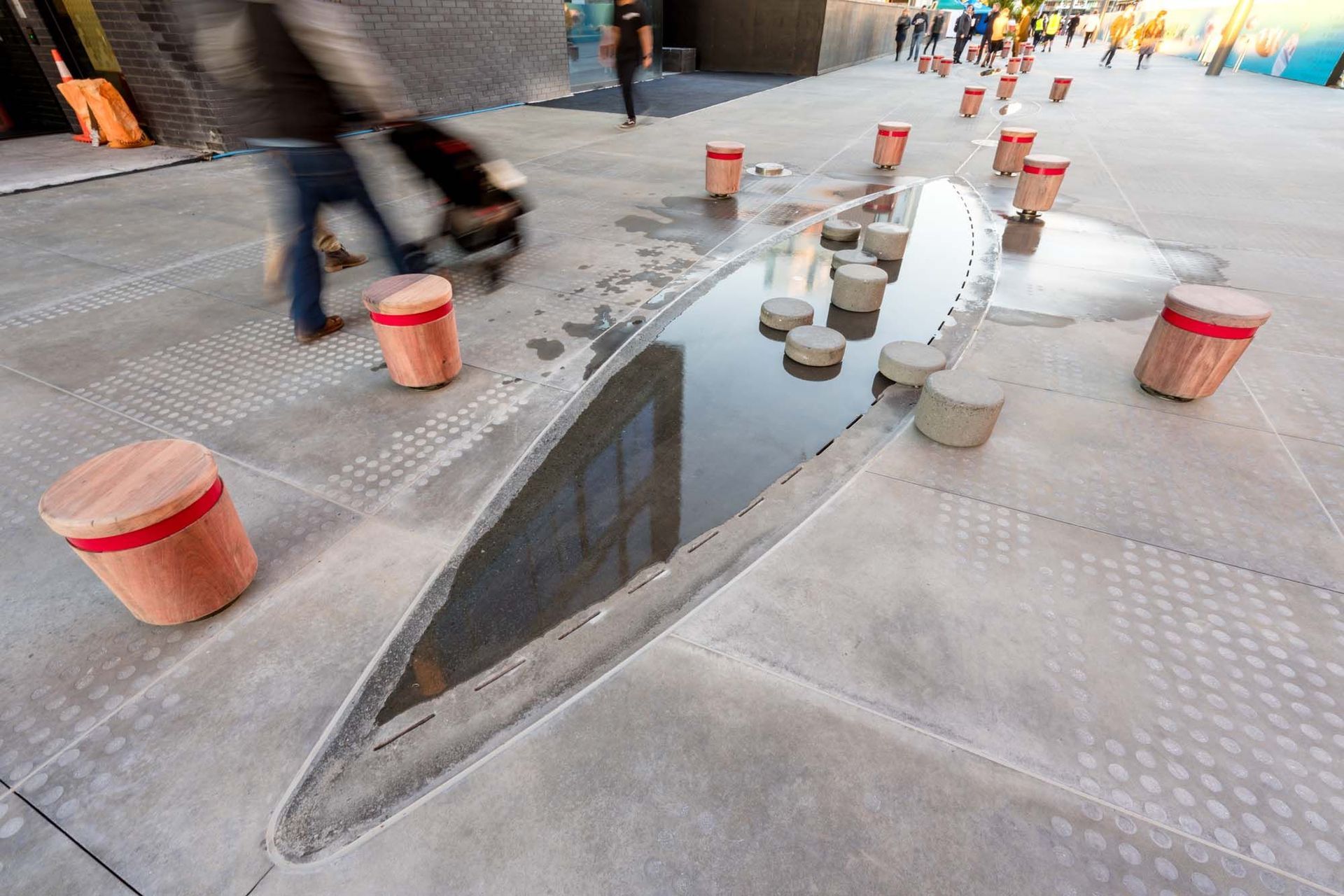 Jagas precast puddles and streetscape in Wynyard Quarter, Auckland