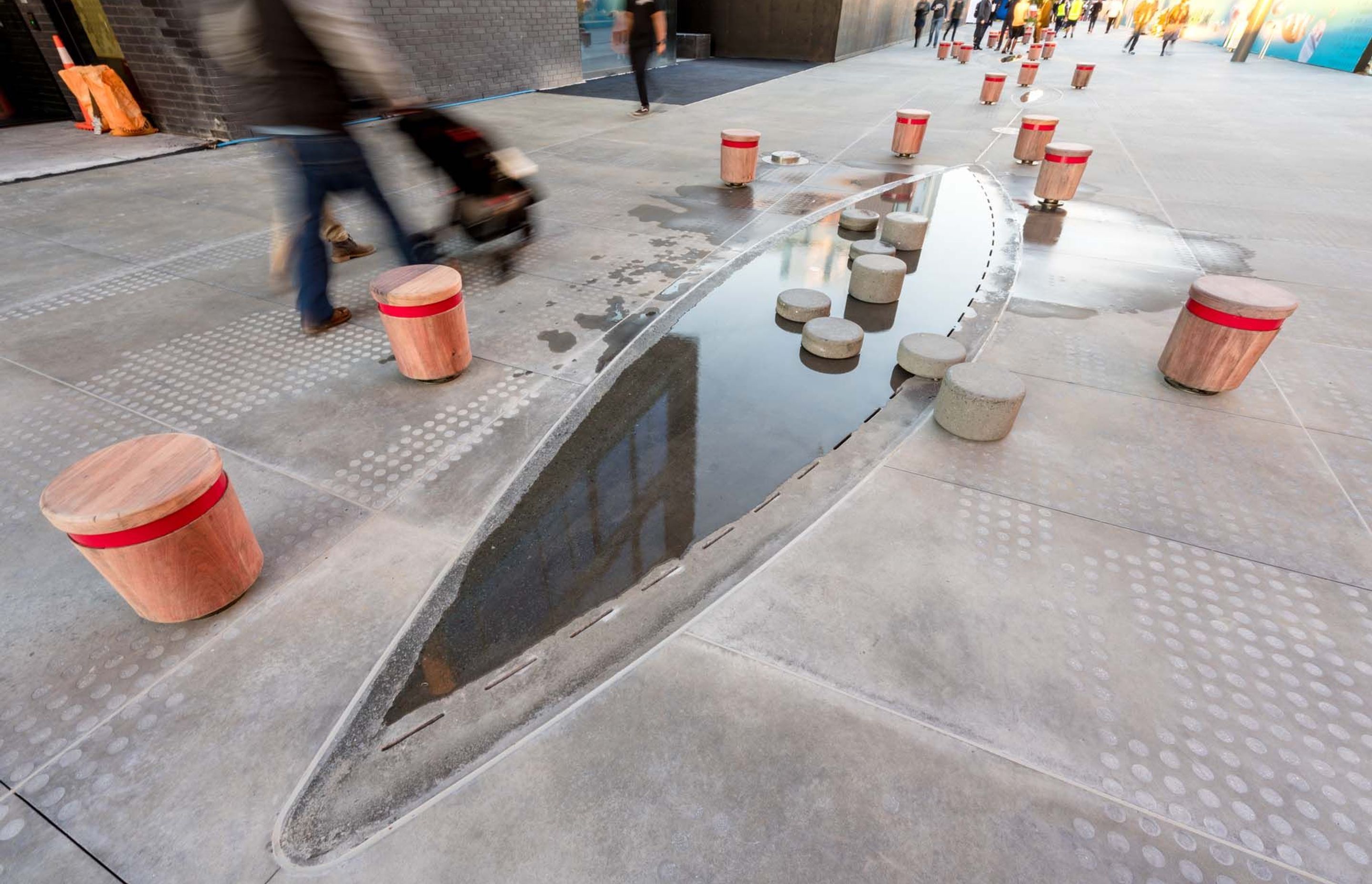 Jagas precast puddles and streetscape in Wynyard Quarter, Auckland