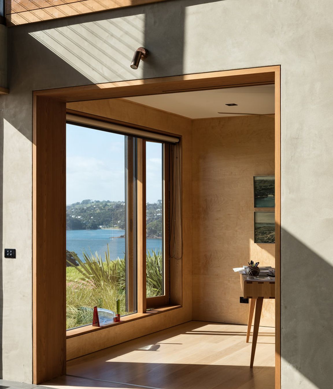 The study off the downstairs lounge has an ocean view.