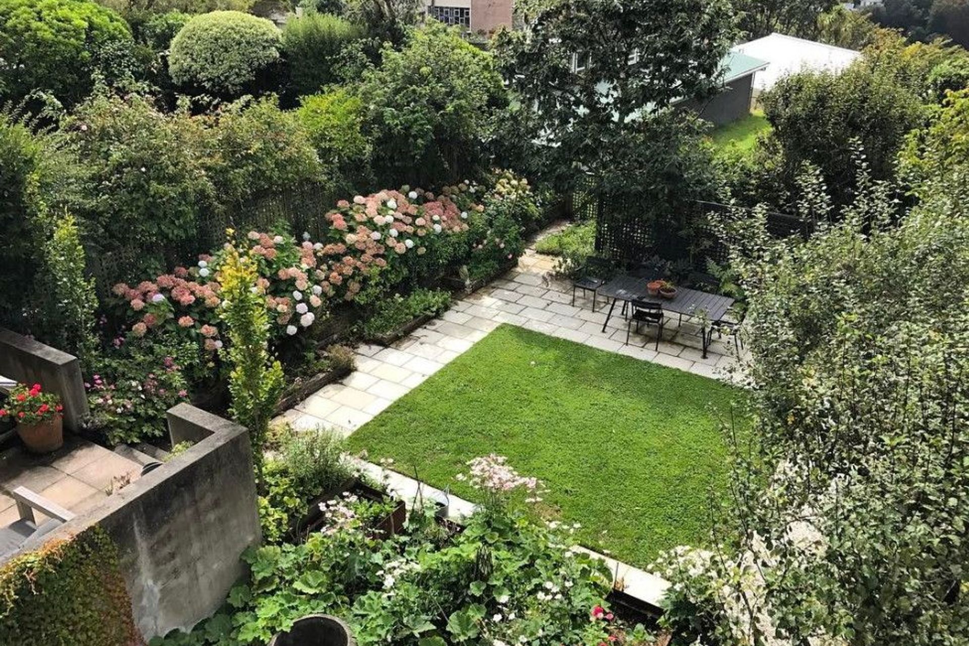 Contemporary formal garden for family living