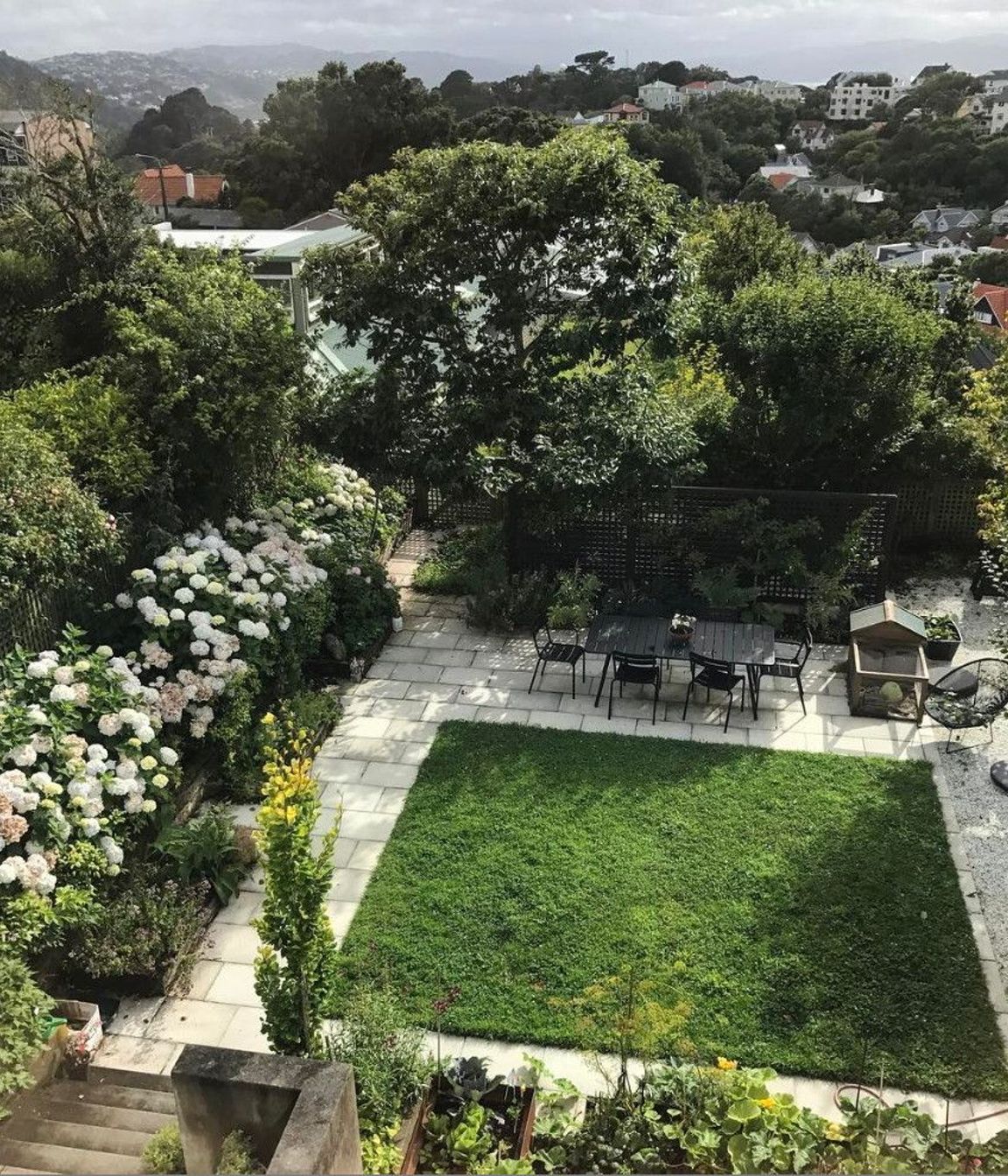 The garden has well established fruit &amp; nut trees around the outside