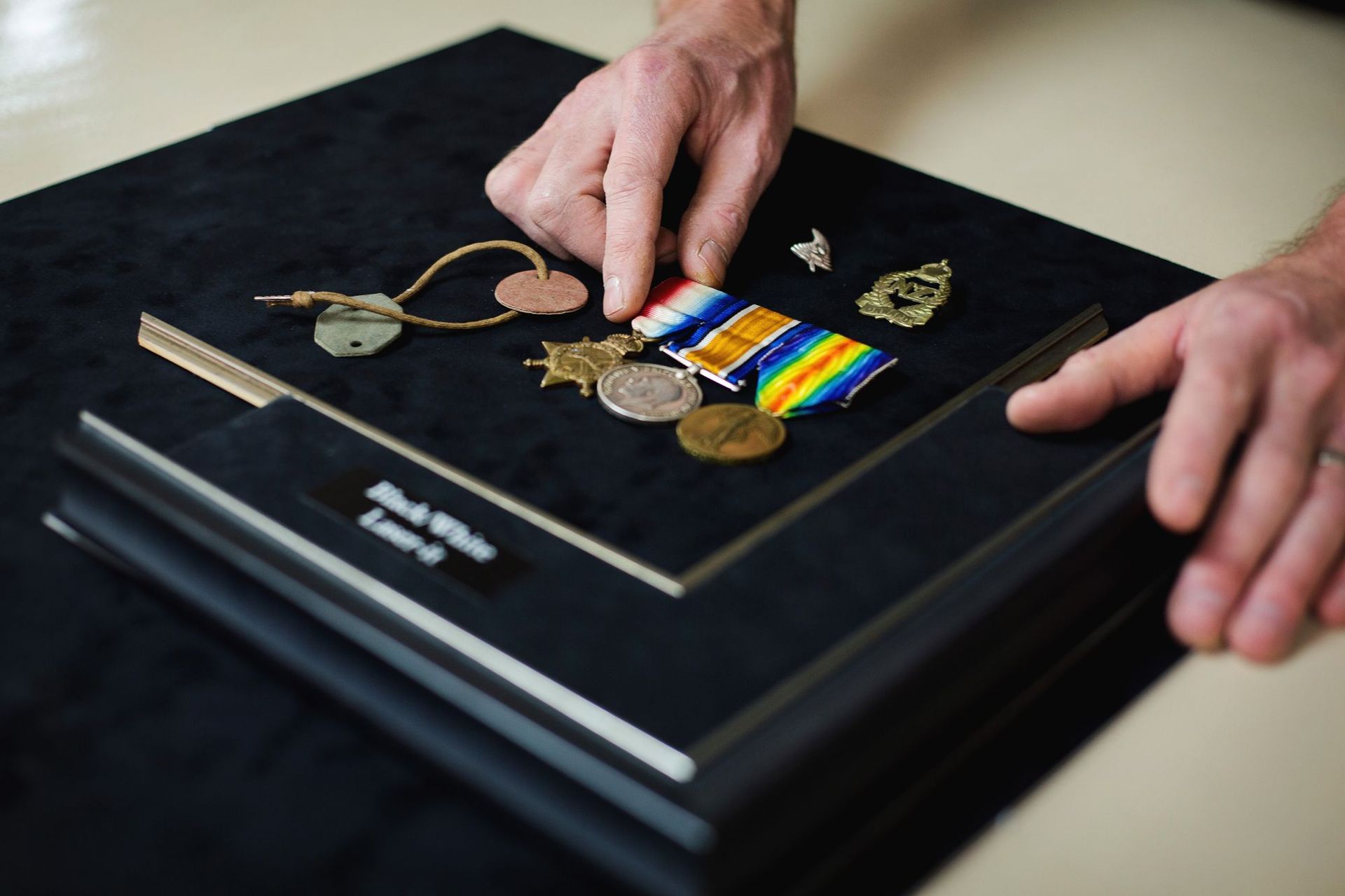 War medals with dog tag