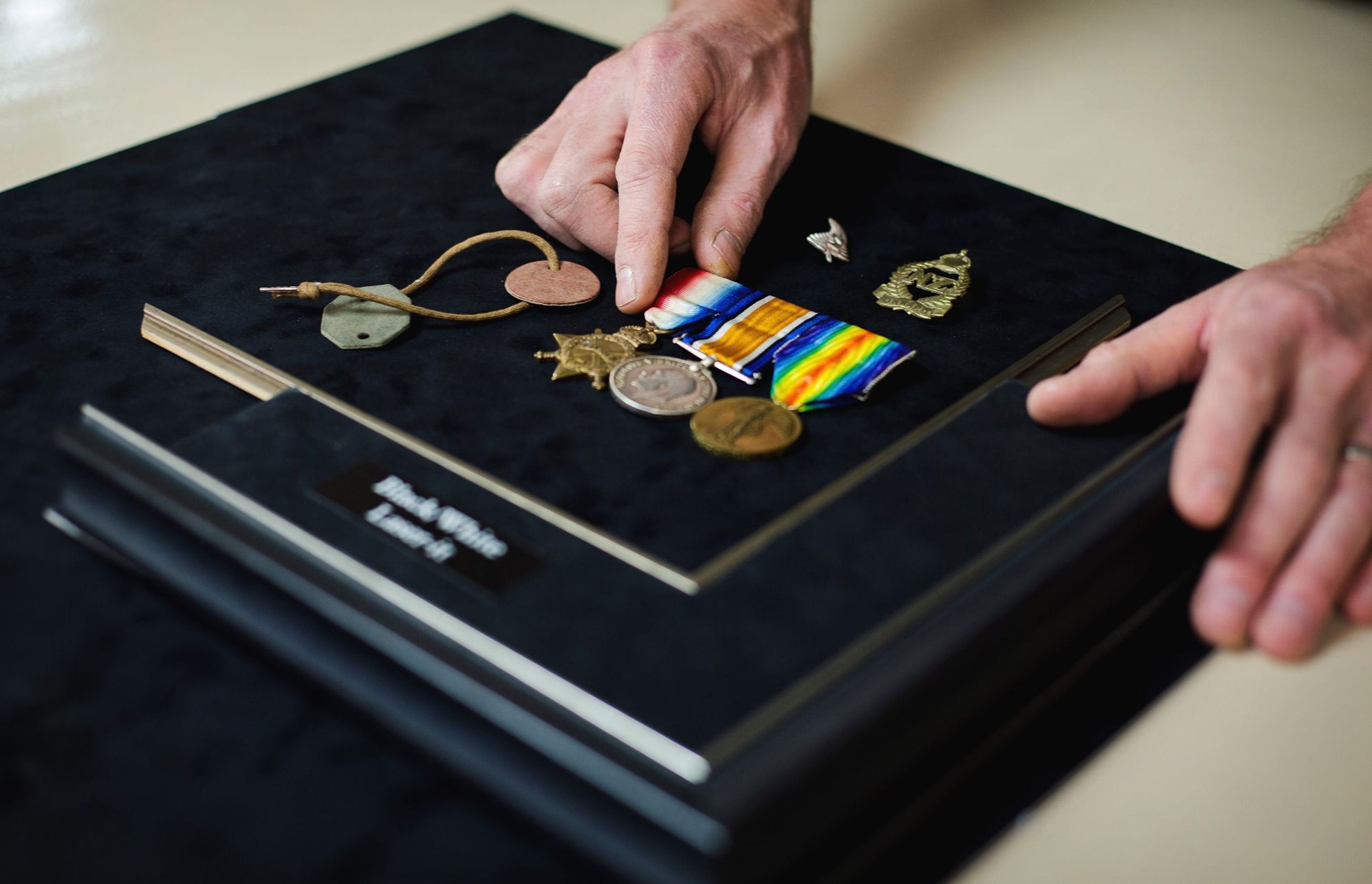 War medals with dog tag