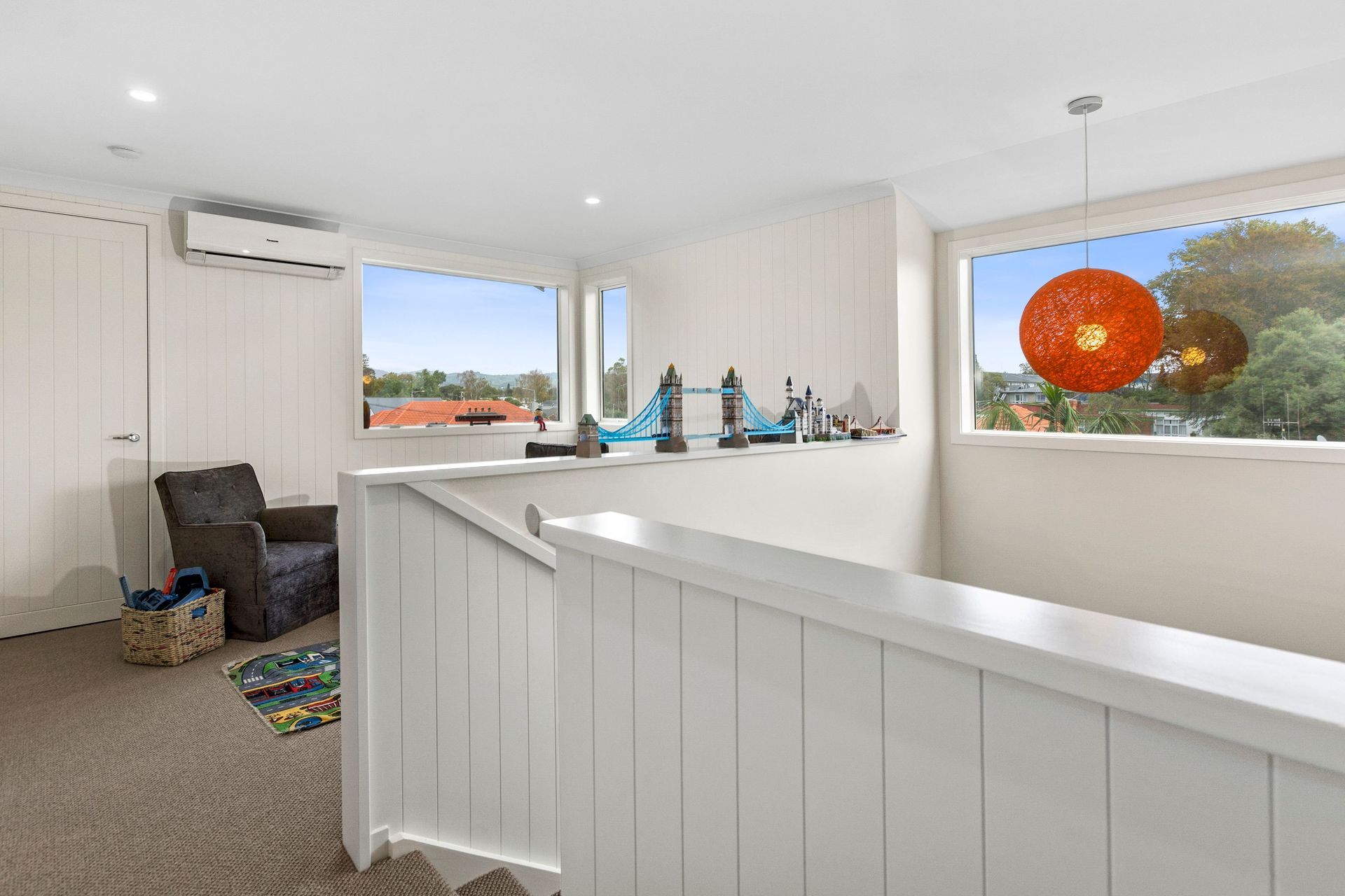 Have fun in the playroom at the top of the stairs.