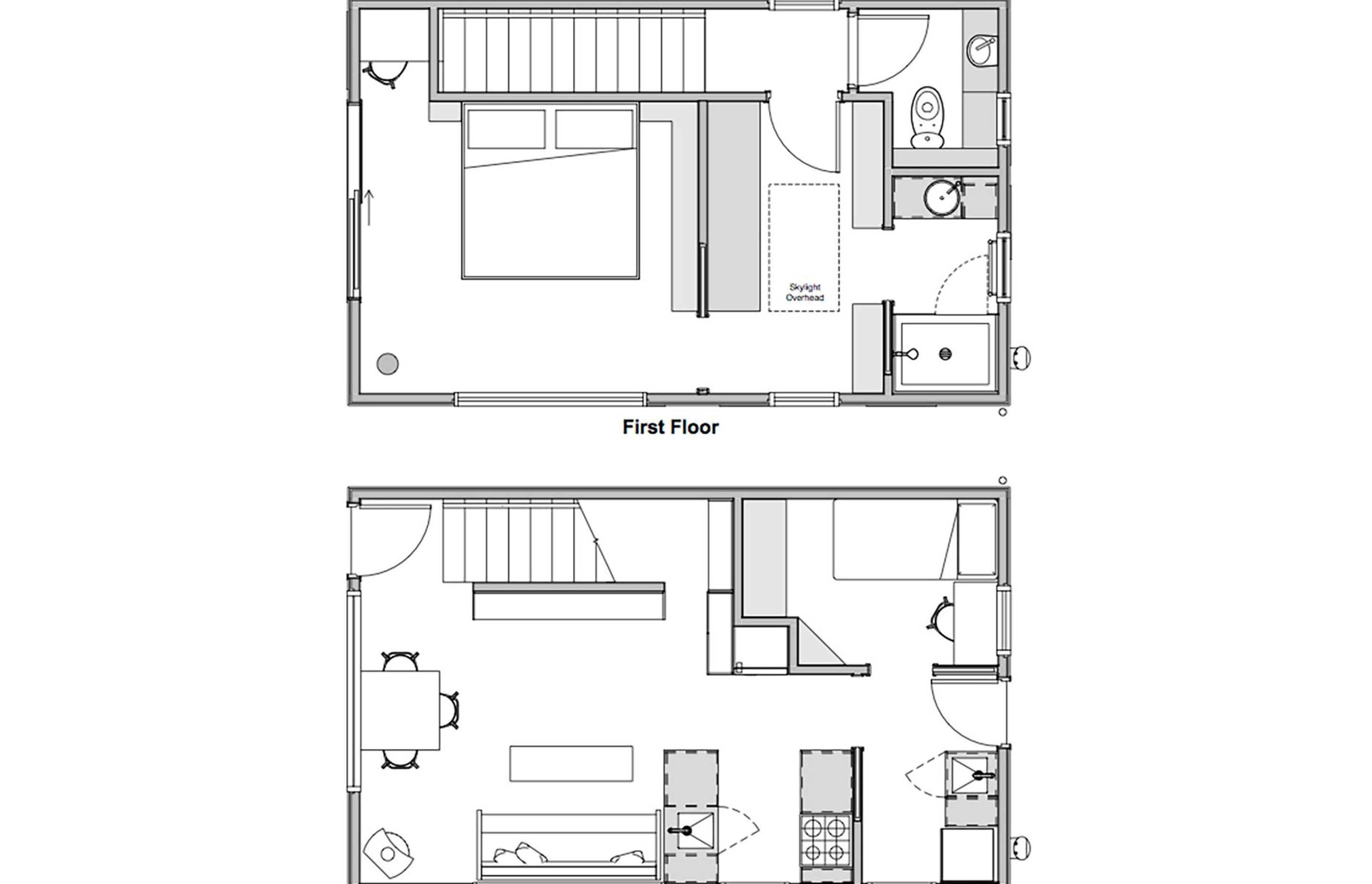 Ground and first-floor plans by INLINE Design &amp; Build