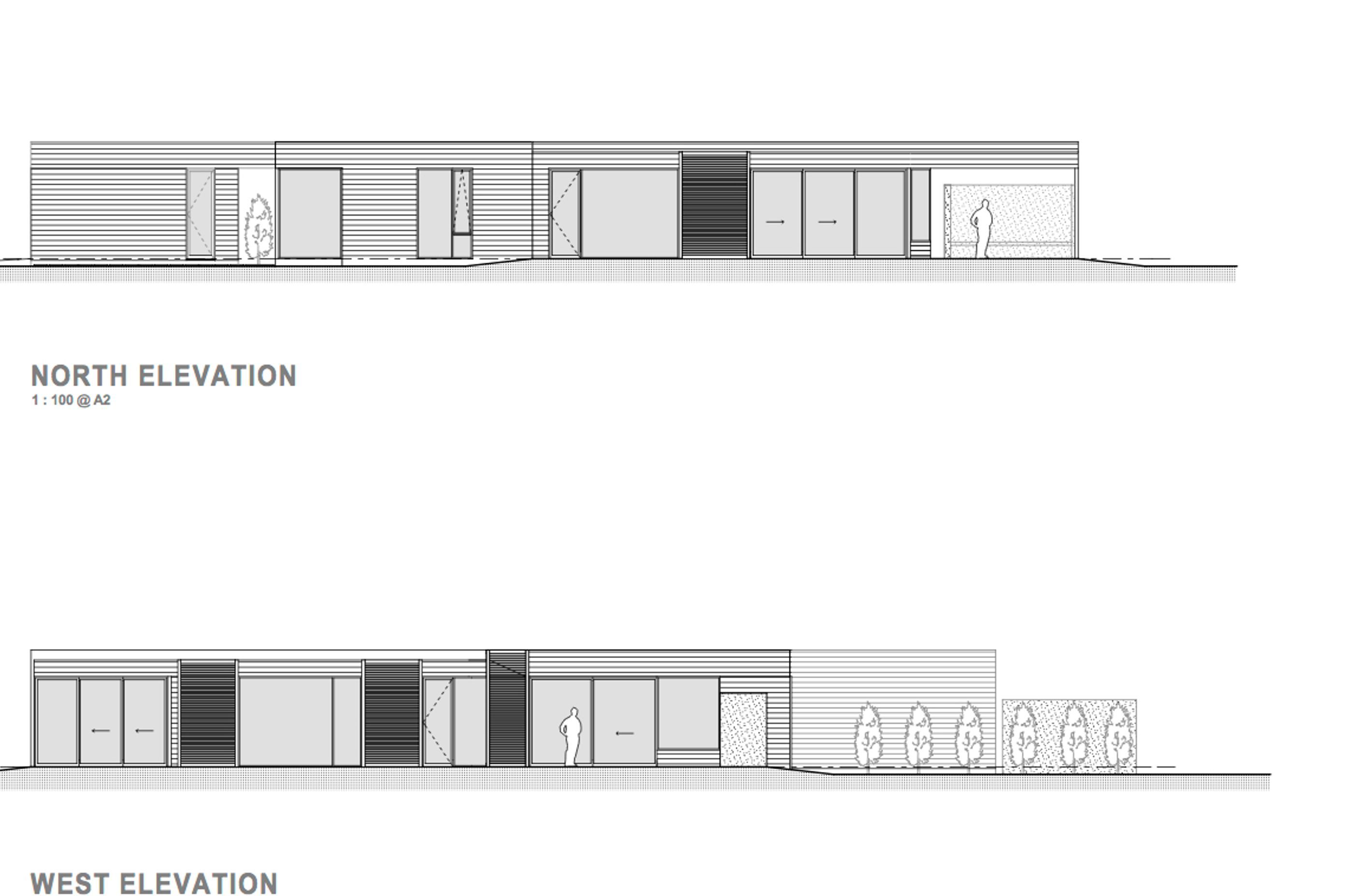 The north and west-facing elevations of Wings House by Borrmeister Architects.