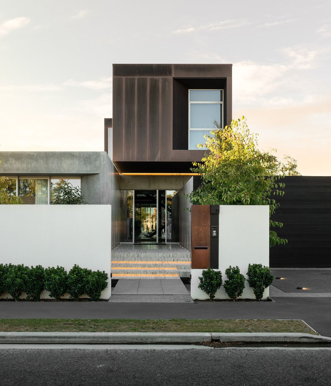 Copper, concrete and cedar combine to impart a sense of endurance with each material designed to patina over time at its own rate, imprinting upon the house its own history.
