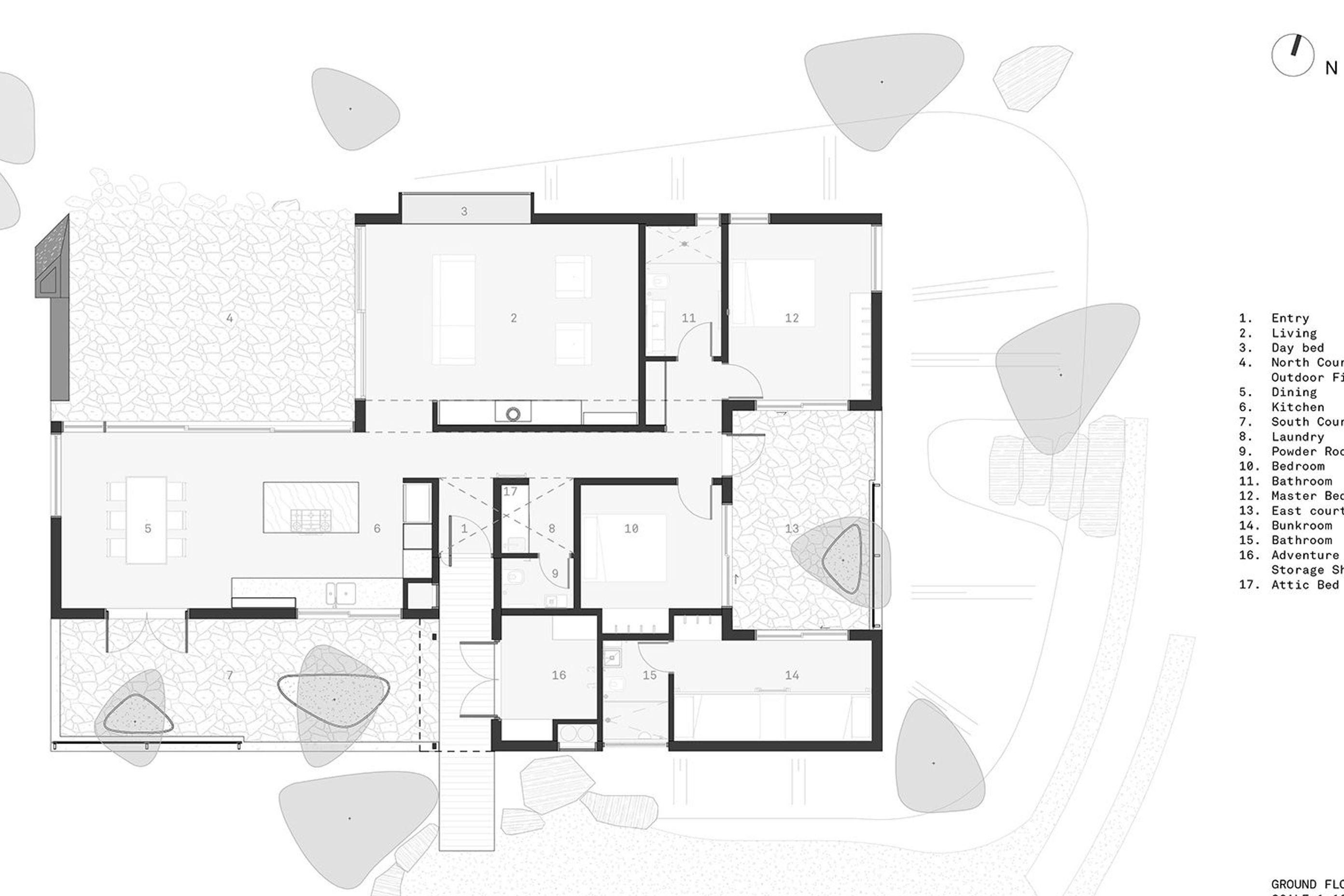 The ground-floor plan of Wanaka Crib by PAC Studio and Steven Lloyd Architecture.