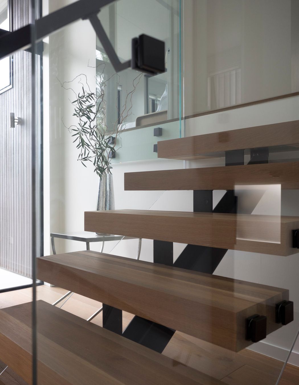 Nexted level floating stairs.