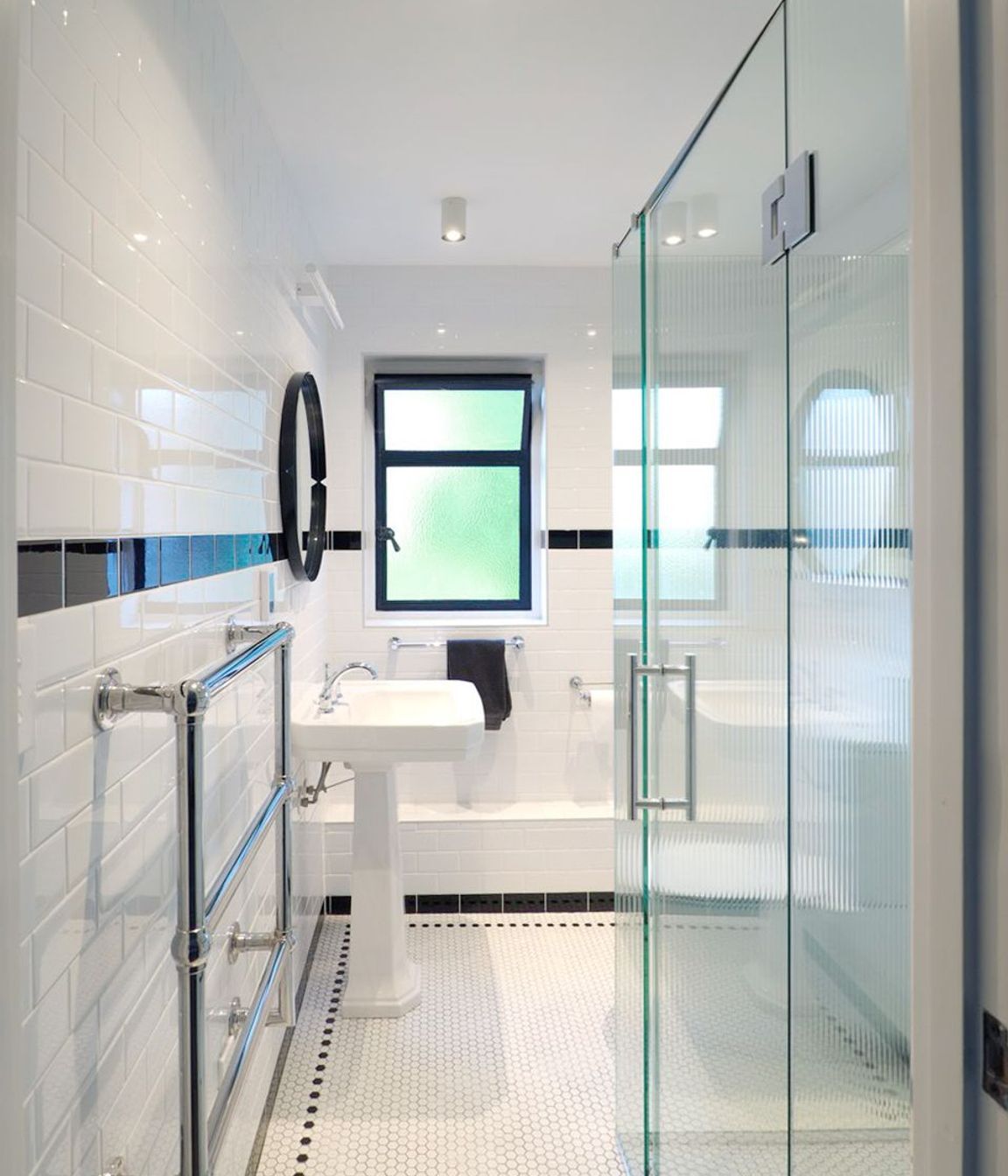 All the bathrooms fittings are a nod the the buildings history.