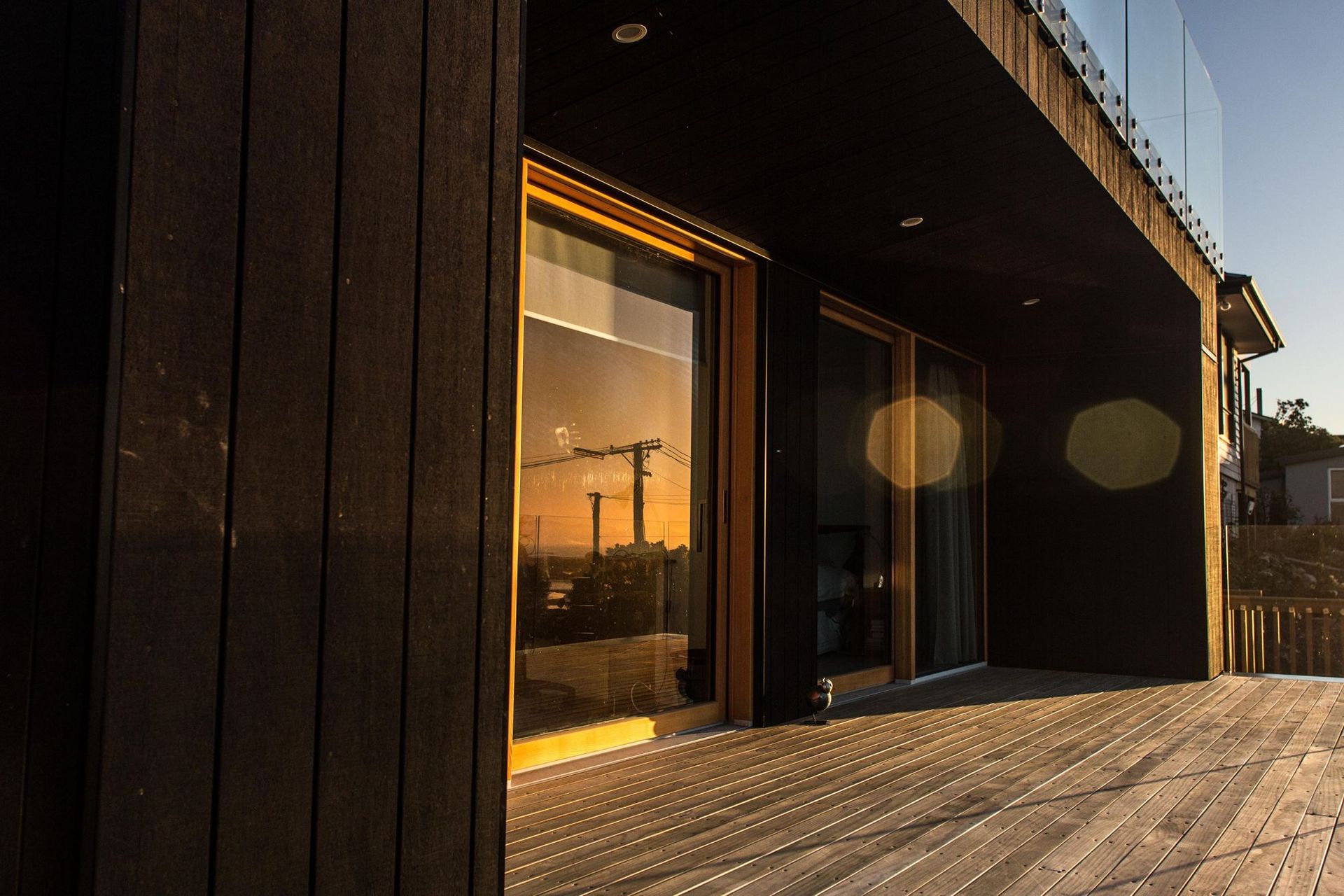 Evening sun creates fantastic colours and shadows in the outdoor living areas.