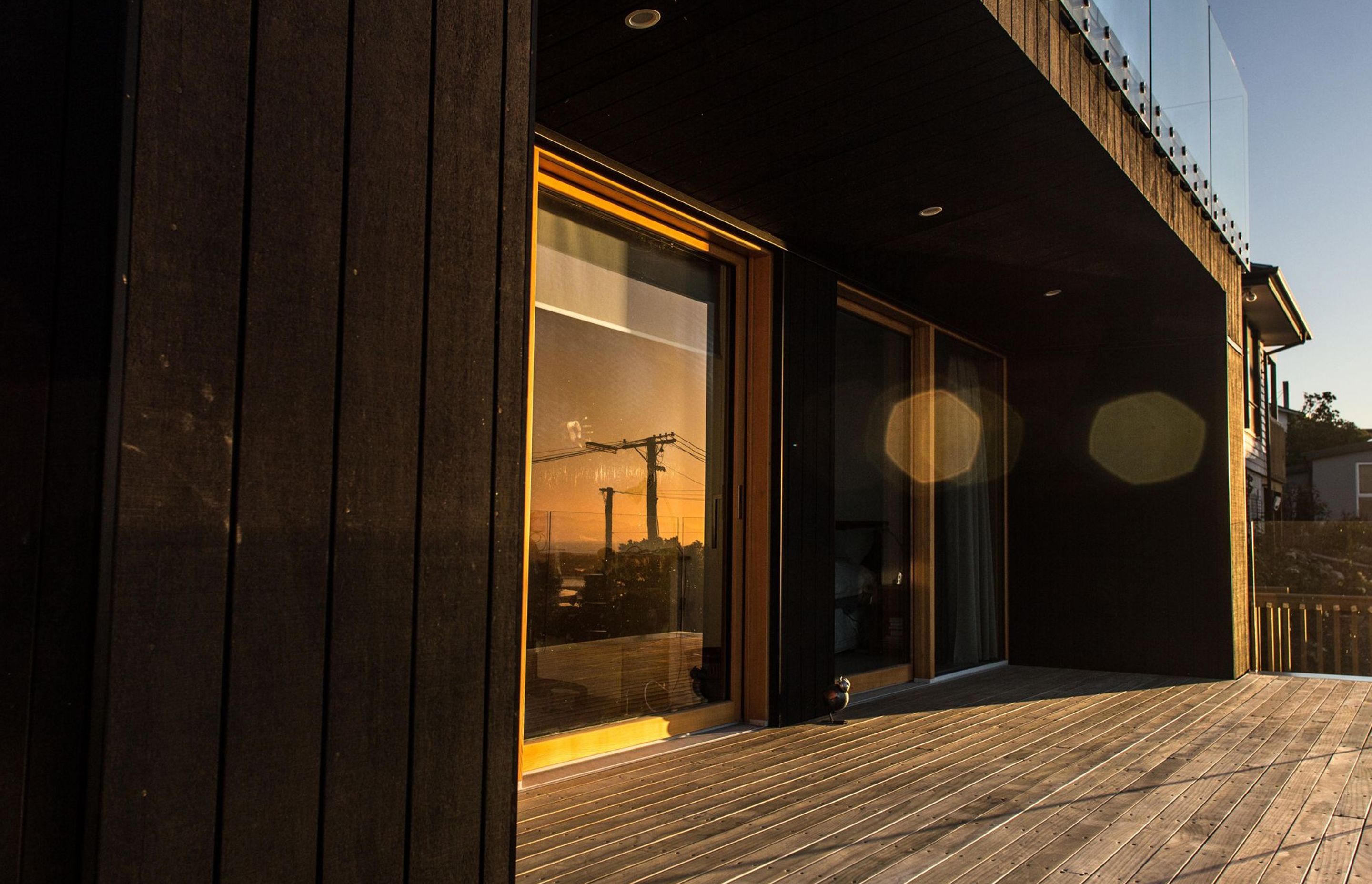 Evening sun creates fantastic colours and shadows in the outdoor living areas.