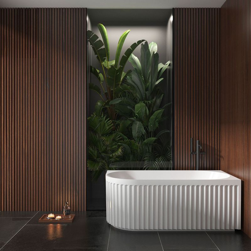 Right Corner Fluted Bathtub 1700mm