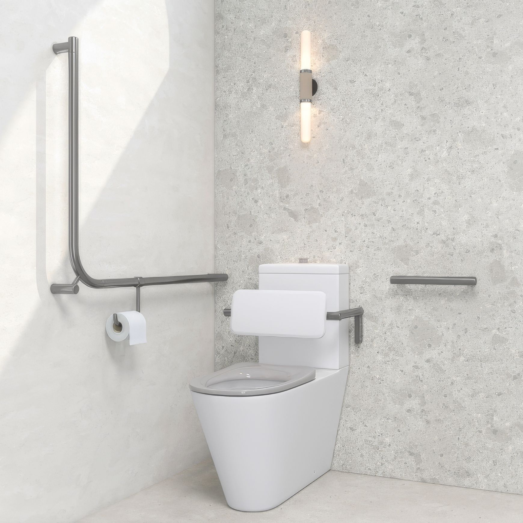Aliro Accessible Backrest – Brushed Gunmetal