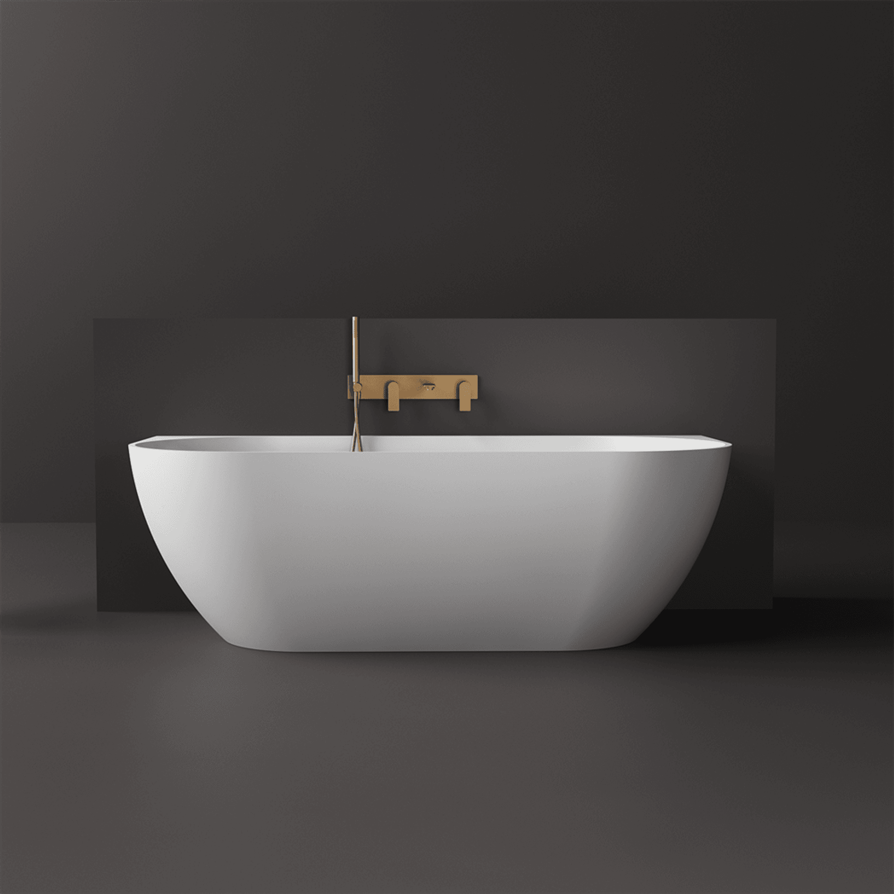 Justina 1700mm back-to-wall stone bath