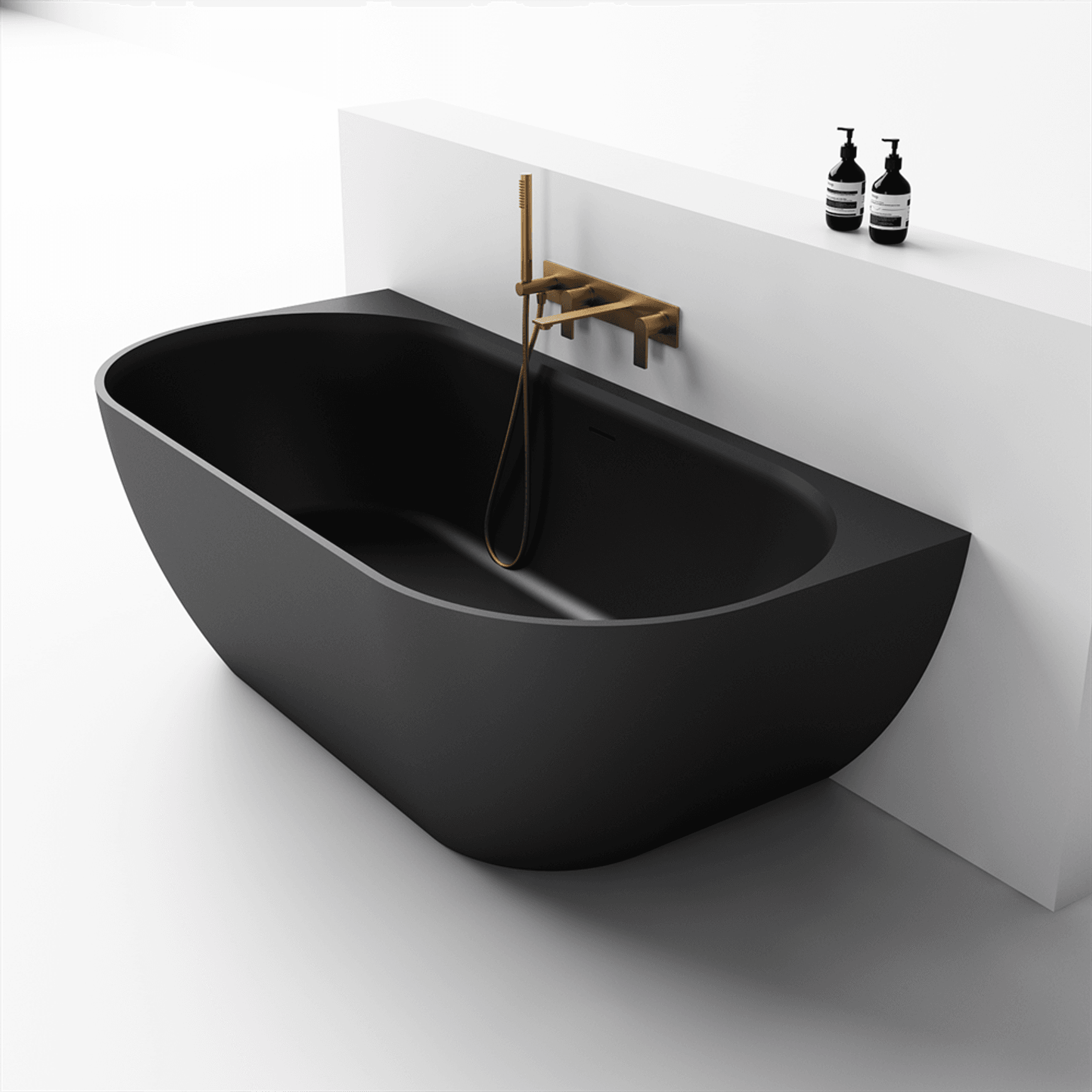 Justina back-to-wall 1700mm stone bath