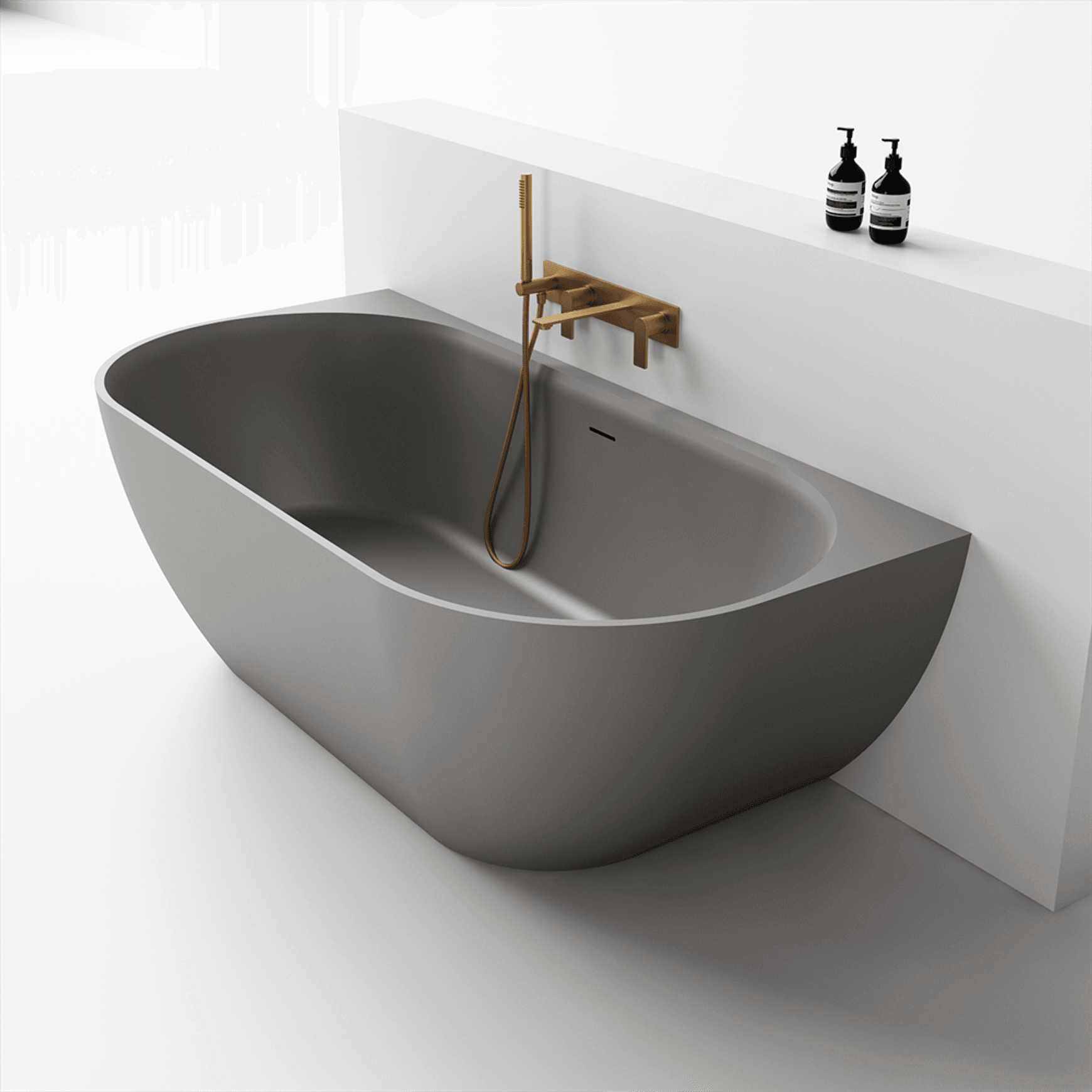 Justina back-to-wall 1700mm stone bath