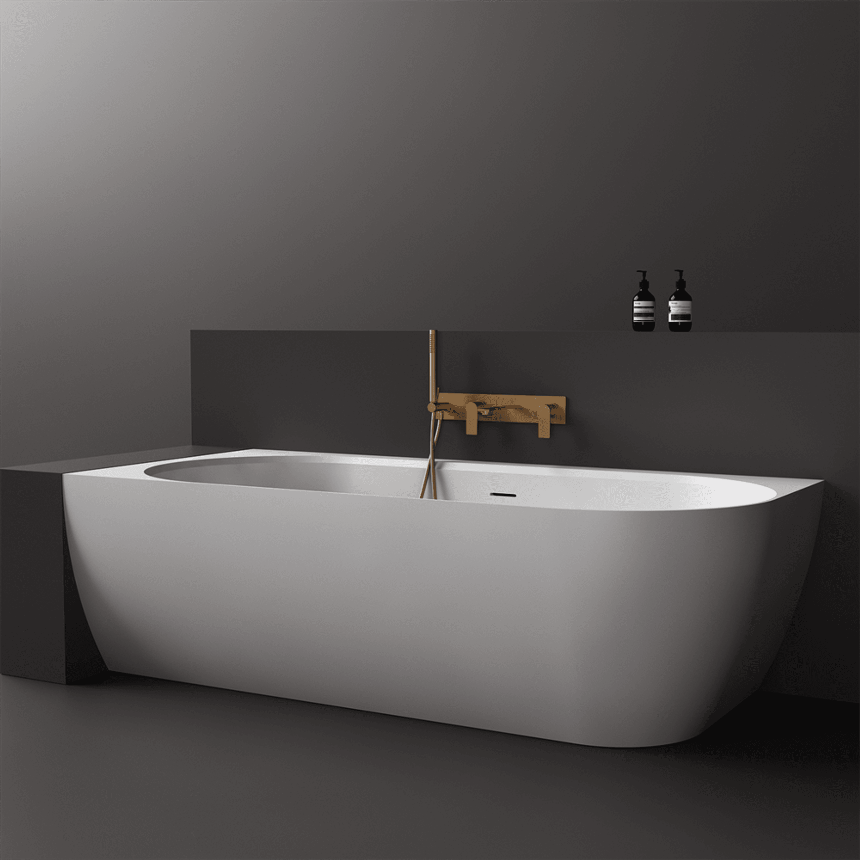 Justina Back-to-Corner Stone Baths - 1750mm