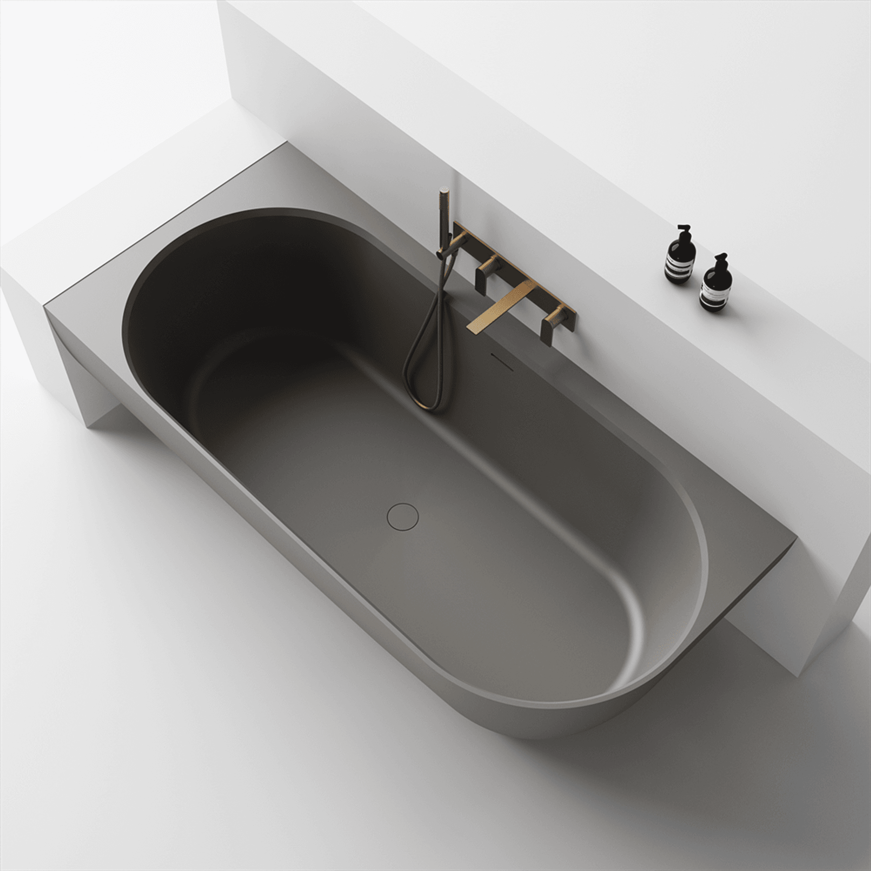 Justina Back-to-Corner Stone Baths - 1750mm