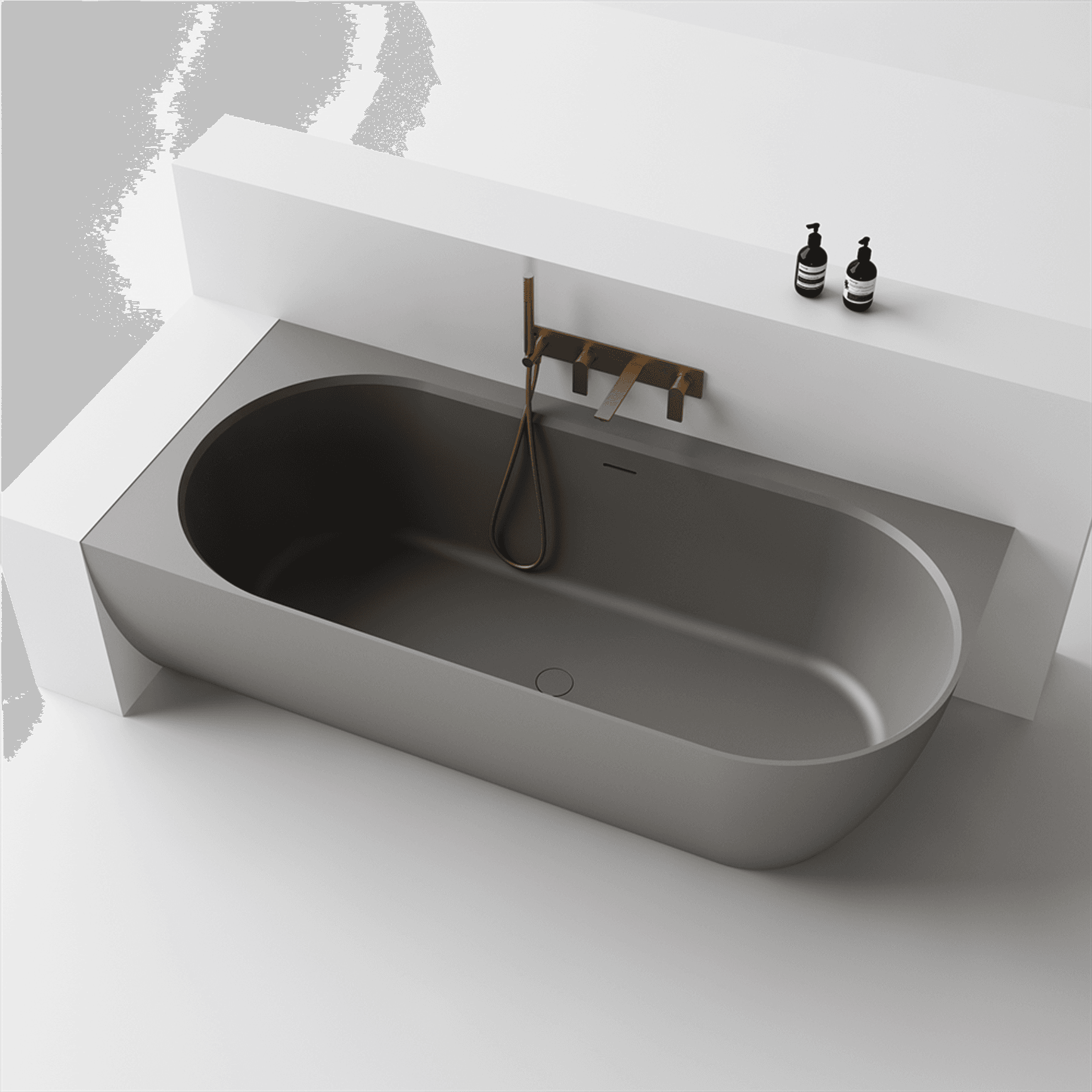 Justina Back-to-Corner Stone Baths - 1750mm