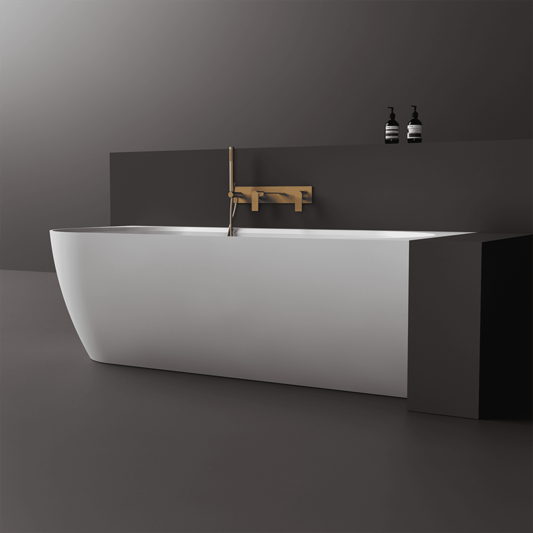 Justina Back-to-Corner Stone Baths - 1750mm