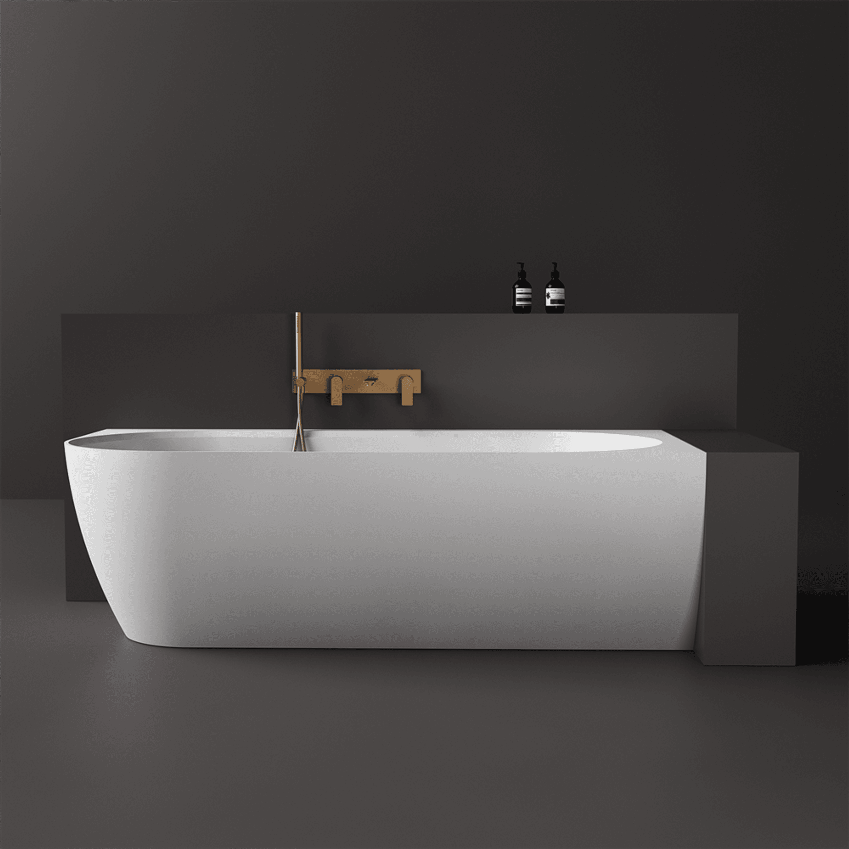 Justina Back-to-Corner Stone Baths - 1750mm