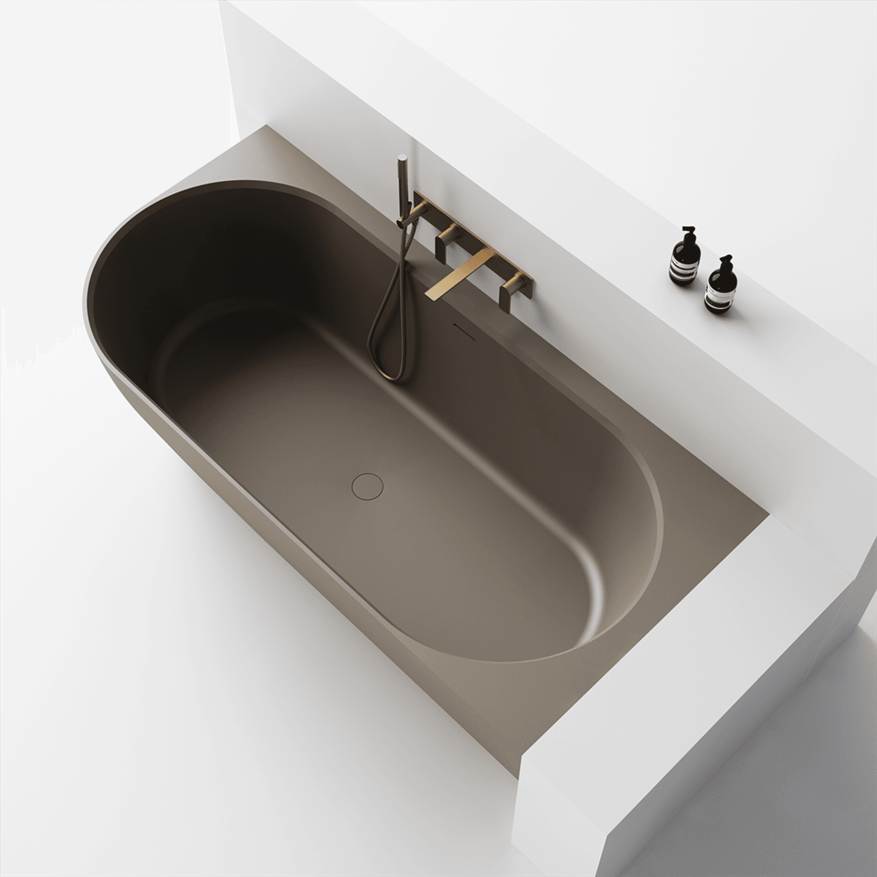 Justina Back-to-Corner Stone Baths - 1750mm