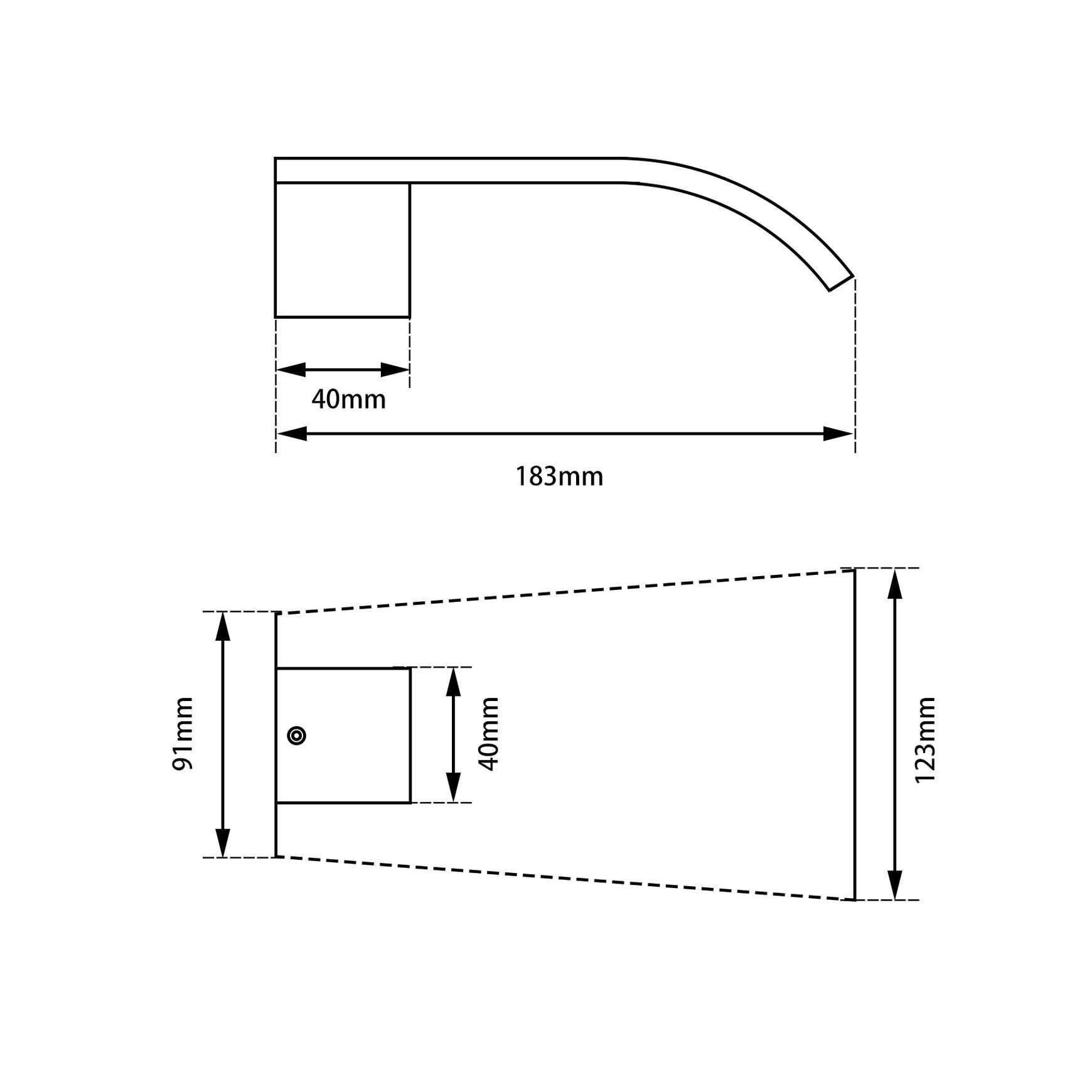 Wall Spout GM0005.BS dimensions