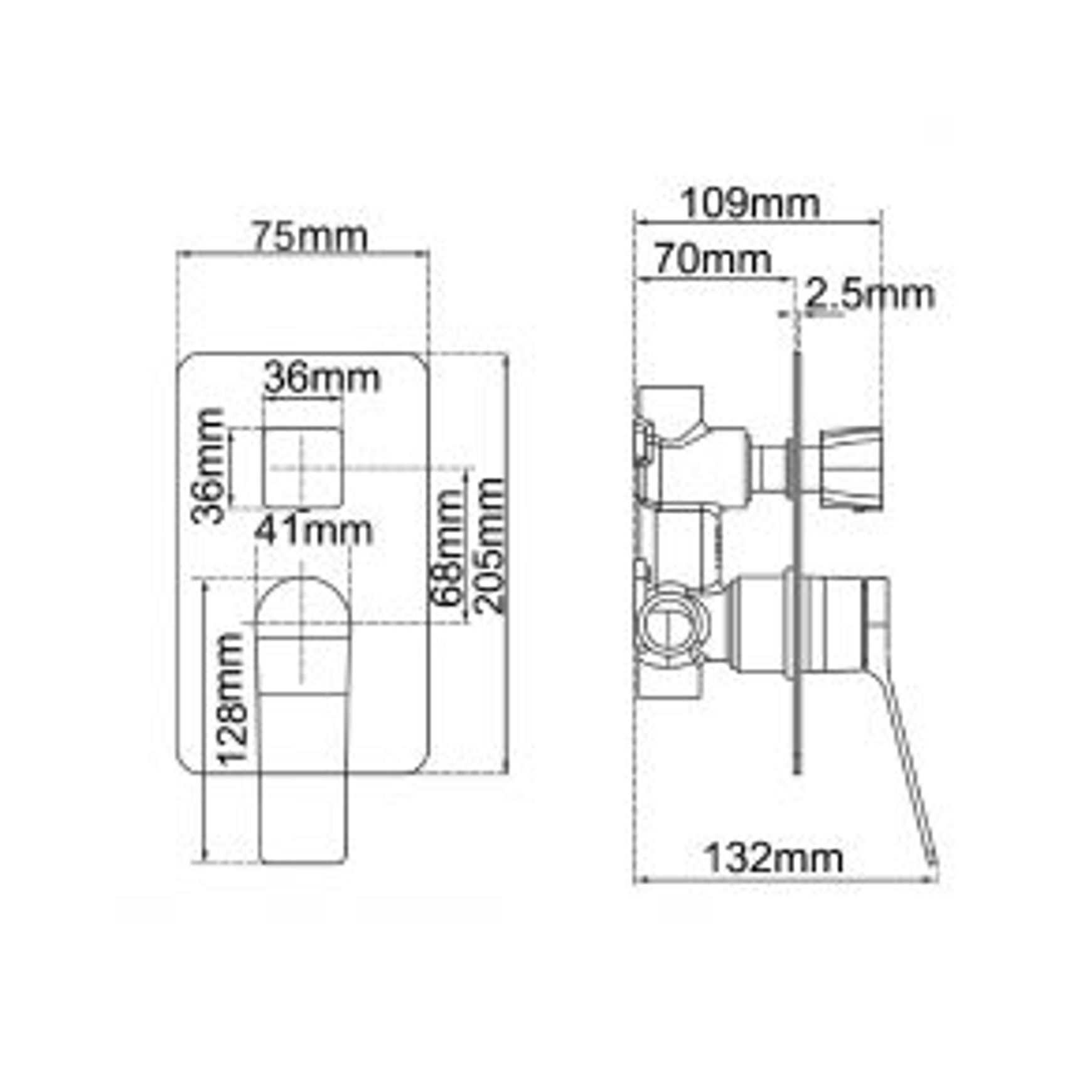 Rushy Wall Mixer With Diverter Matte Black dimensions
