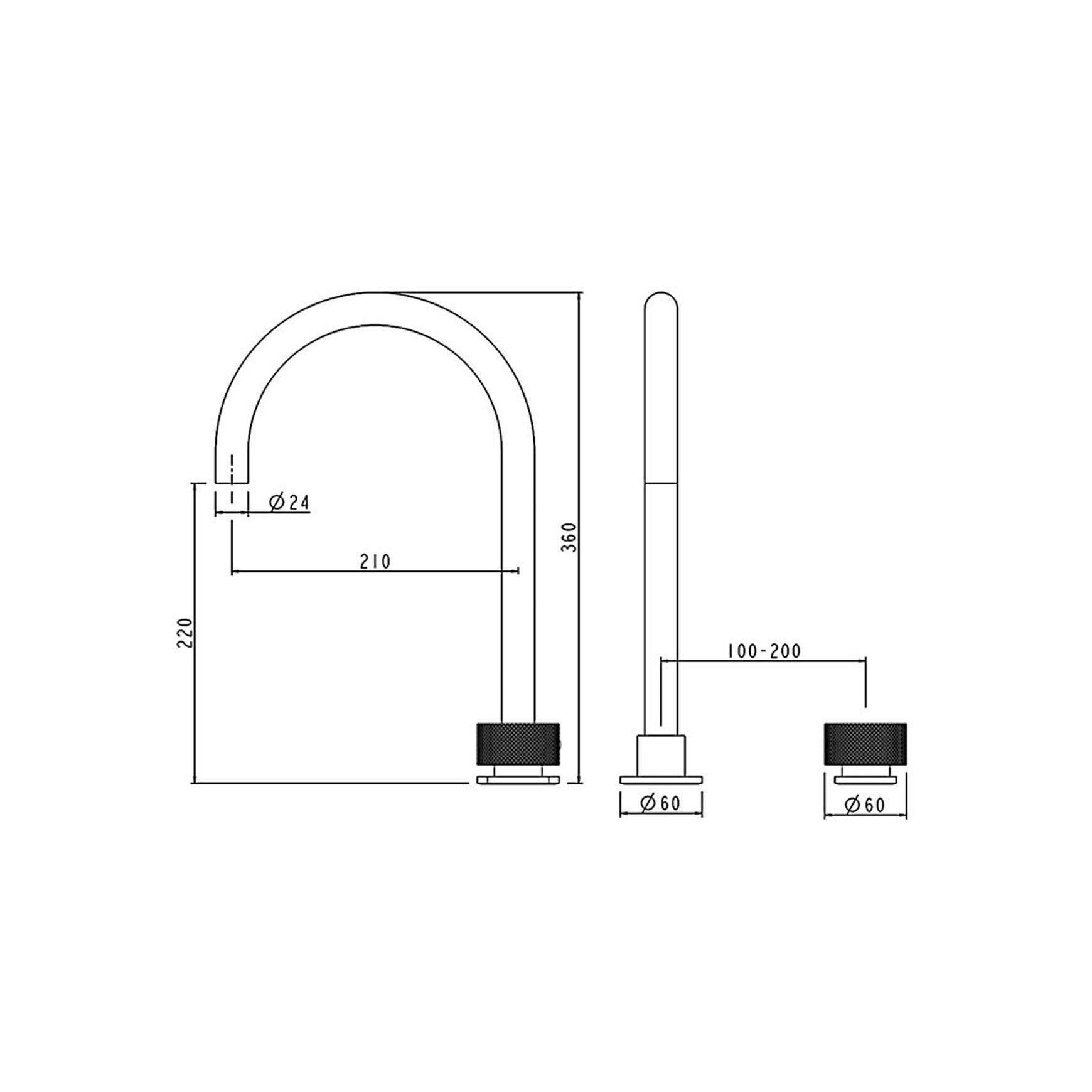 Moon Swivel Basin Mixer Brushed Nickel dimensions