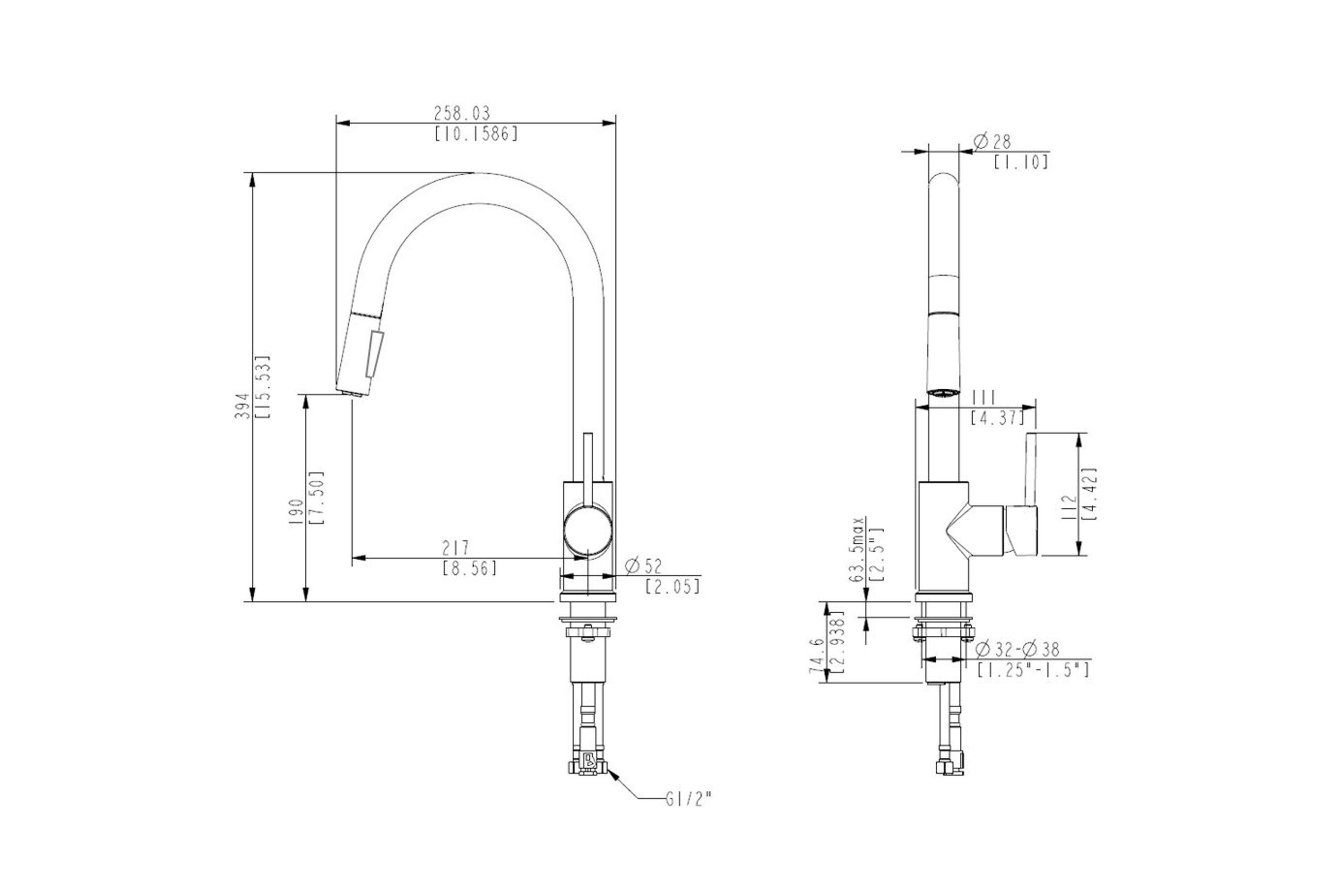 Uno Goose Neck Kitchen Mixer With Pull Out Spray