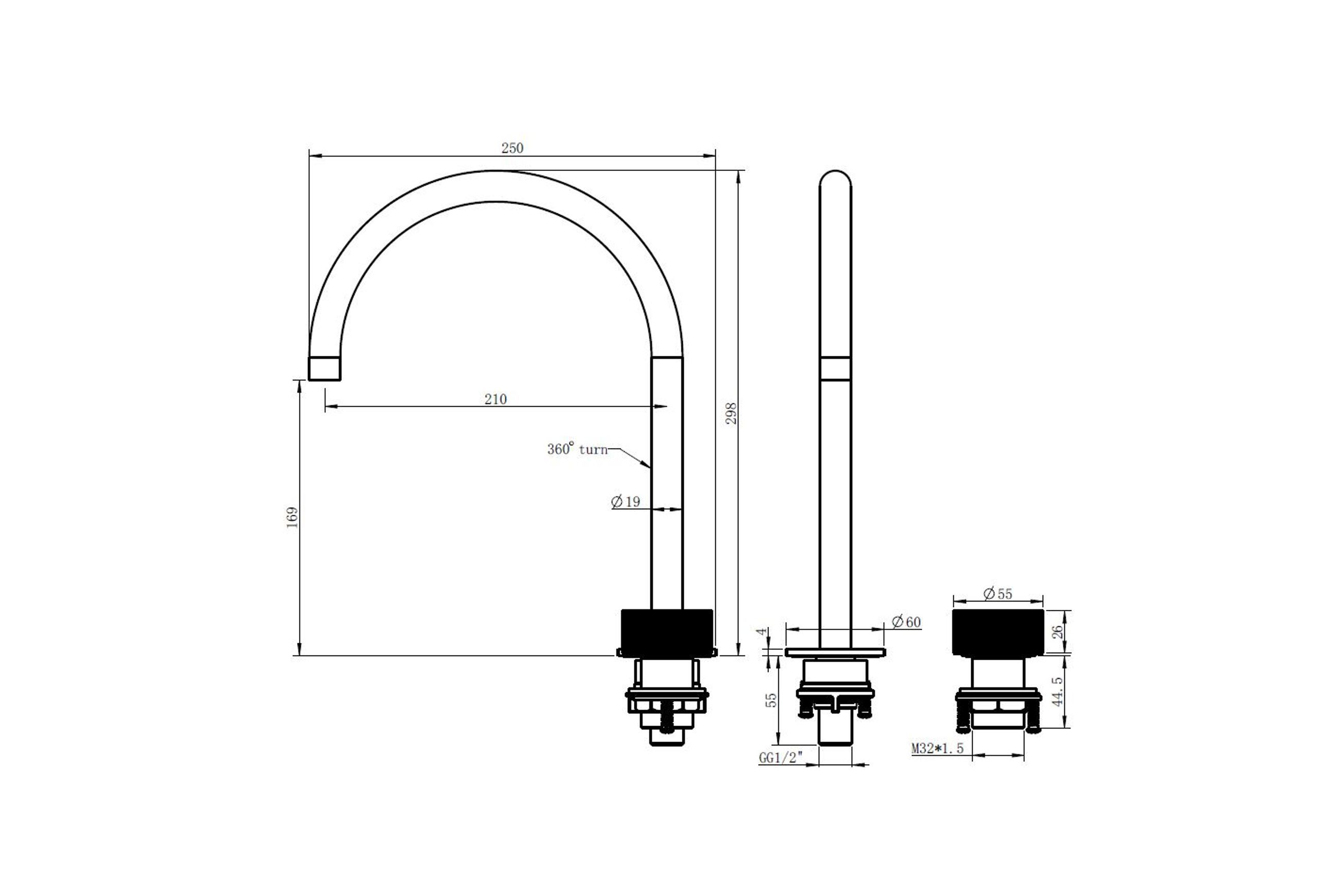 Lente Progressive High Spout Deck Mounted Basin Mixer