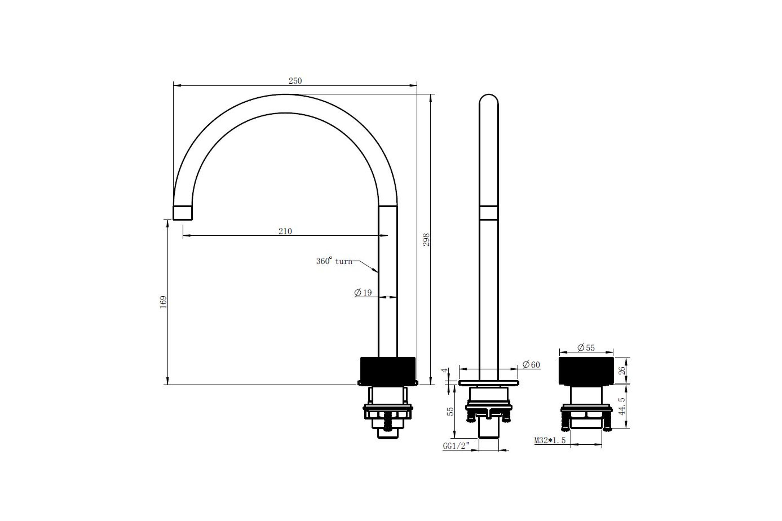 Lente Progressive High Spout Deck Mounted Basin Mixer