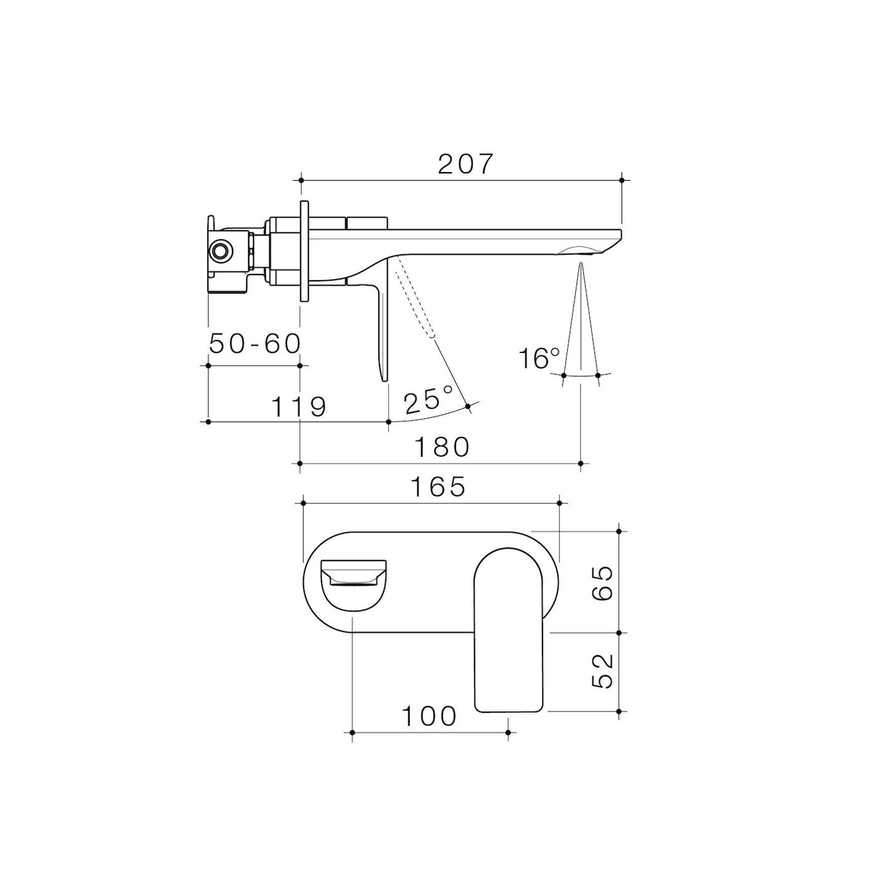 Urbane II Wall Basin/Bath Mixer 180mm Rounded Cover