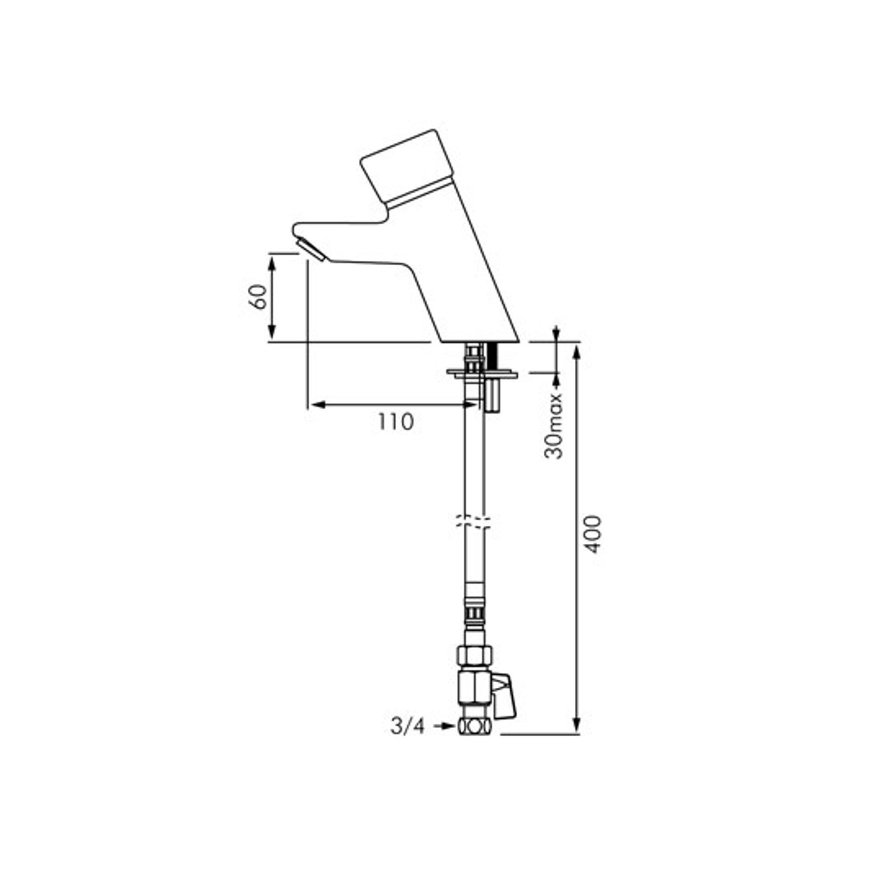 Delabie Tempomix Time Flow Basin Mixer dimensions