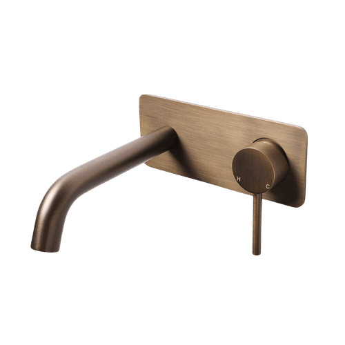 Mira Brushed Vintage Antique Brass Wall Mixer and Spout
