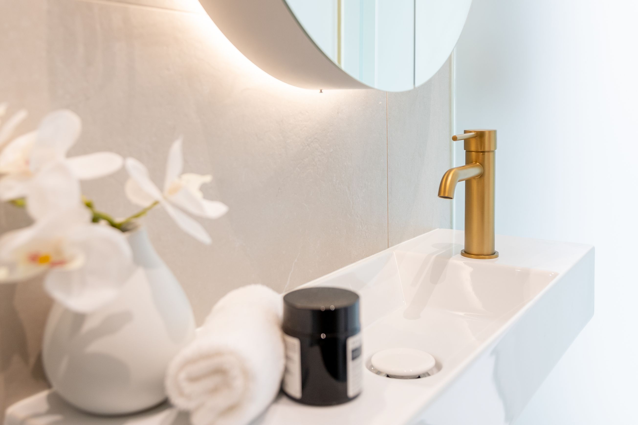 Lucid Pin Basin Mixer Brushed Brass