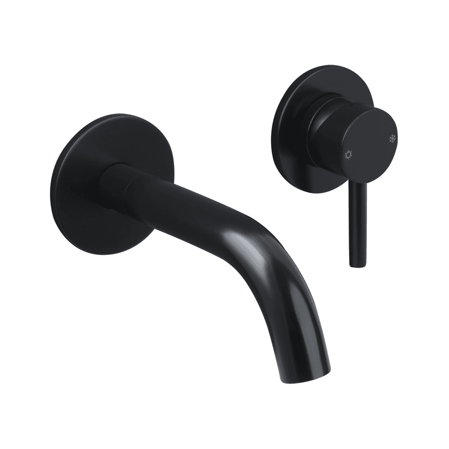 Carbon Wall Mounted Basin Mixer Satin Black