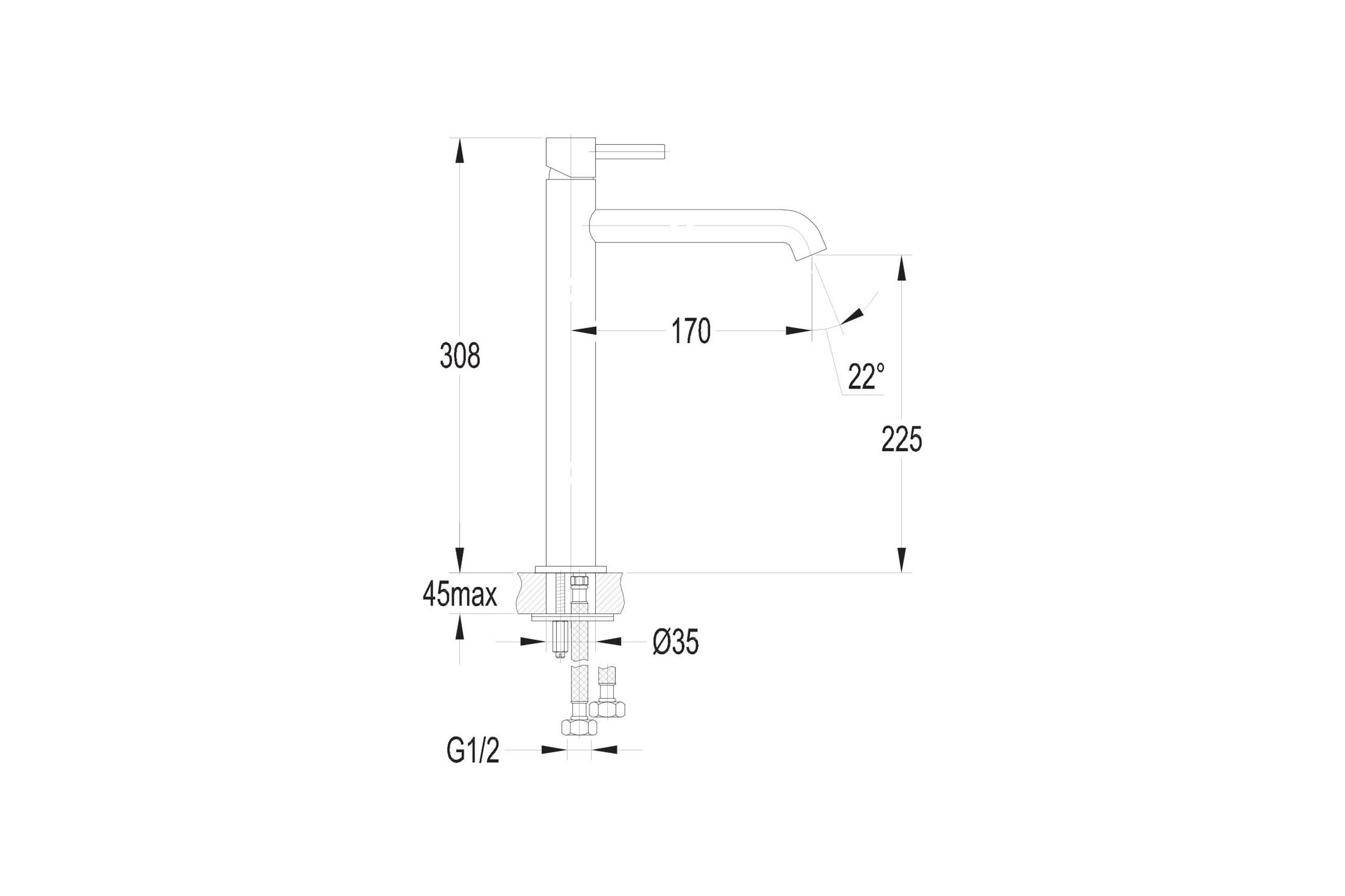 Carbon Tall Basin Mixer Satin Black