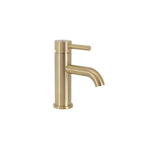 Scarab Standard Basin Mixer Brushed Gold Knurled Handle