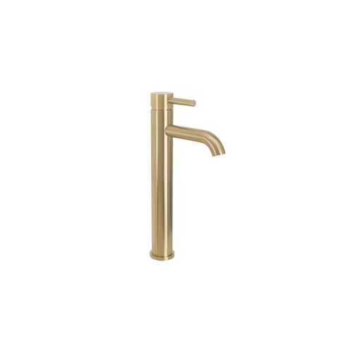 Scarab Tall Basin Mixer Brushed Gold Knurled Handle