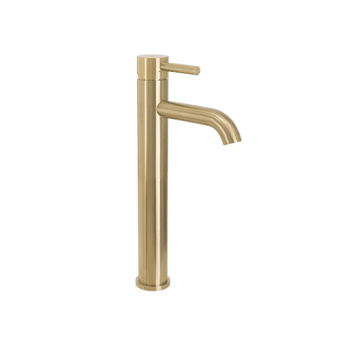 Scarab Tall Basin Mixer Brushed Gold Knurled Handle