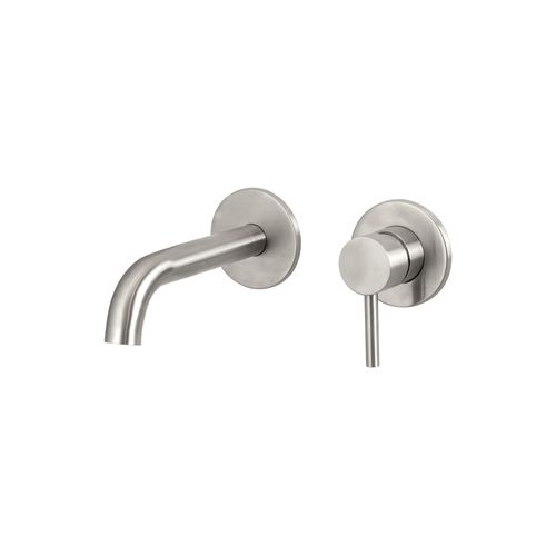 Urban Wall Basin Mixer Short Spout Brushed Stainless