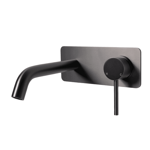 Mira Brushed Gunmetal Wall Mixer and Spout