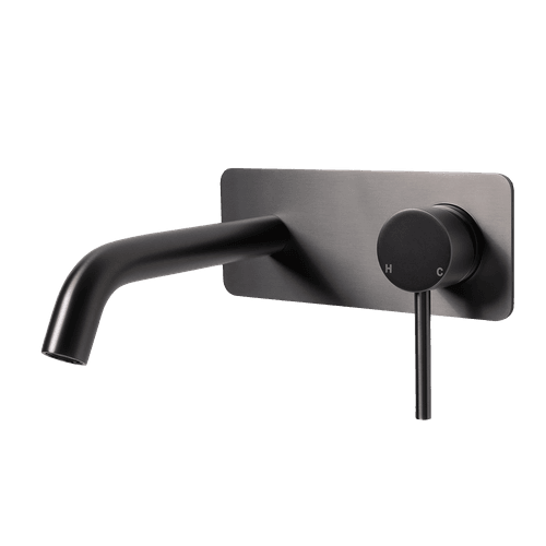 Mira Brushed Gunmetal Wall Mixer and Spout