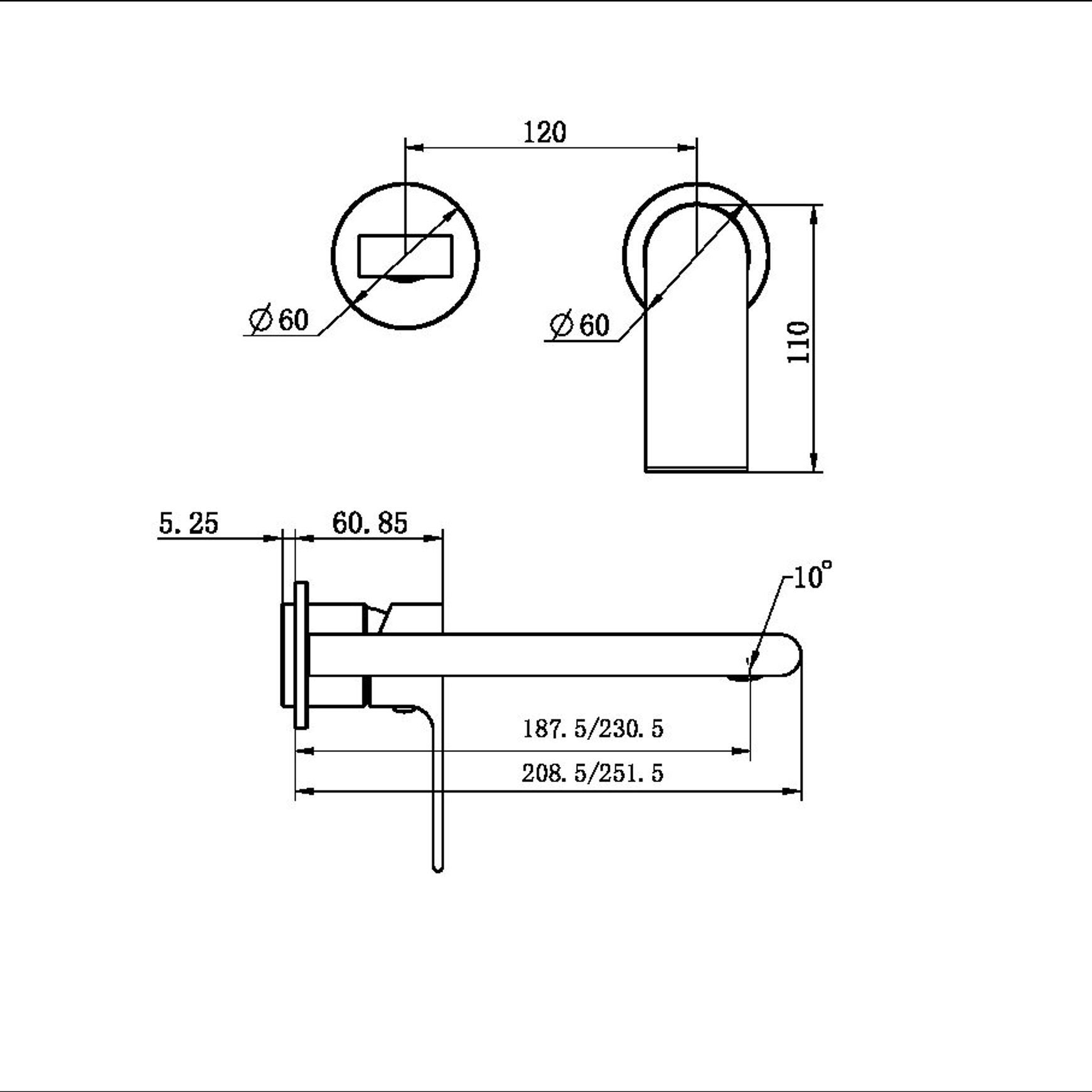Bianca Wall Basin/Bath Mixer Separate Back Plate 230mm Trim Kits | Brushed Nickel
