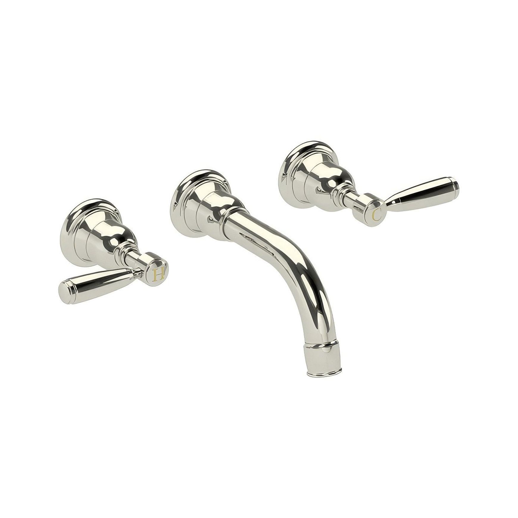 Fairfield - Wall mounted basin tap with metal levers
